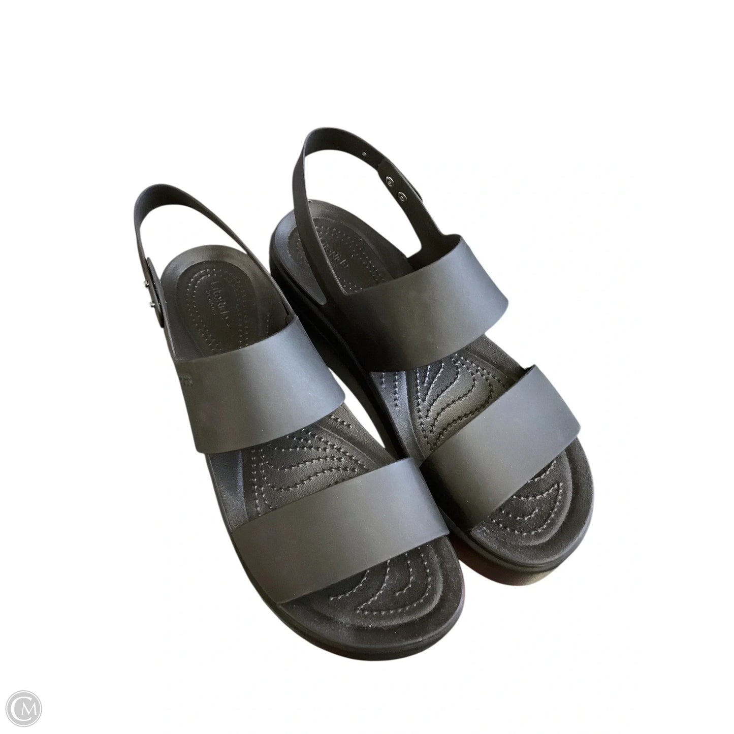 Sandals Heels Platform By Crocs In Black, Size: 10