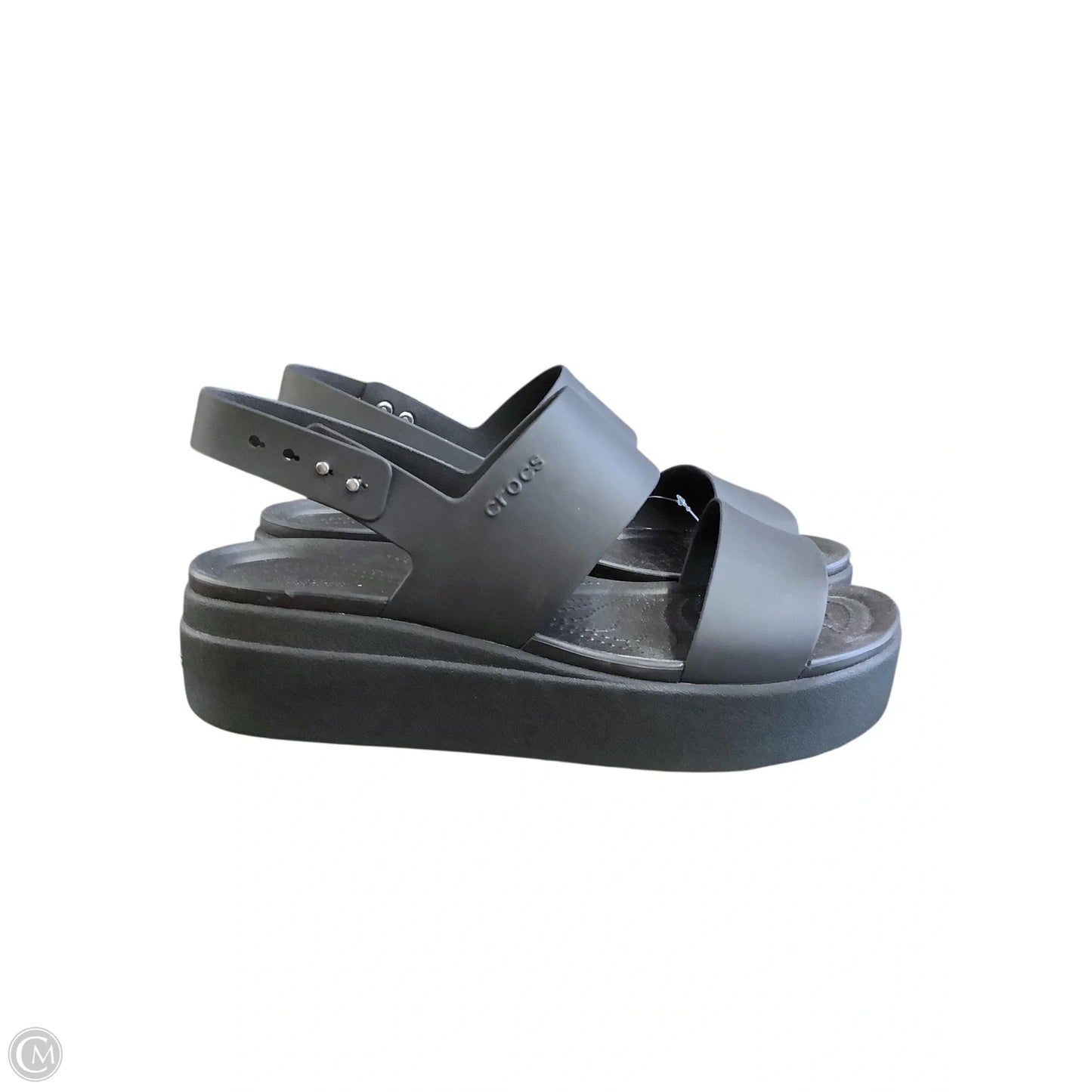Sandals Heels Platform By Crocs In Black, Size: 10