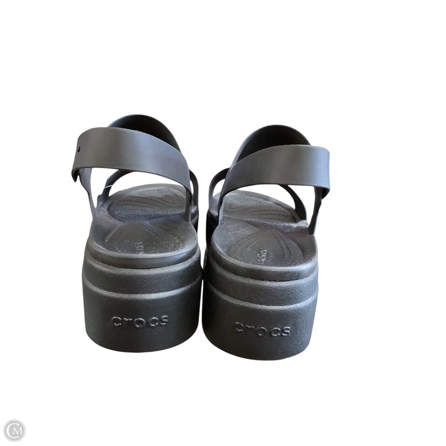 Sandals Heels Platform By Crocs In Black, Size: 10