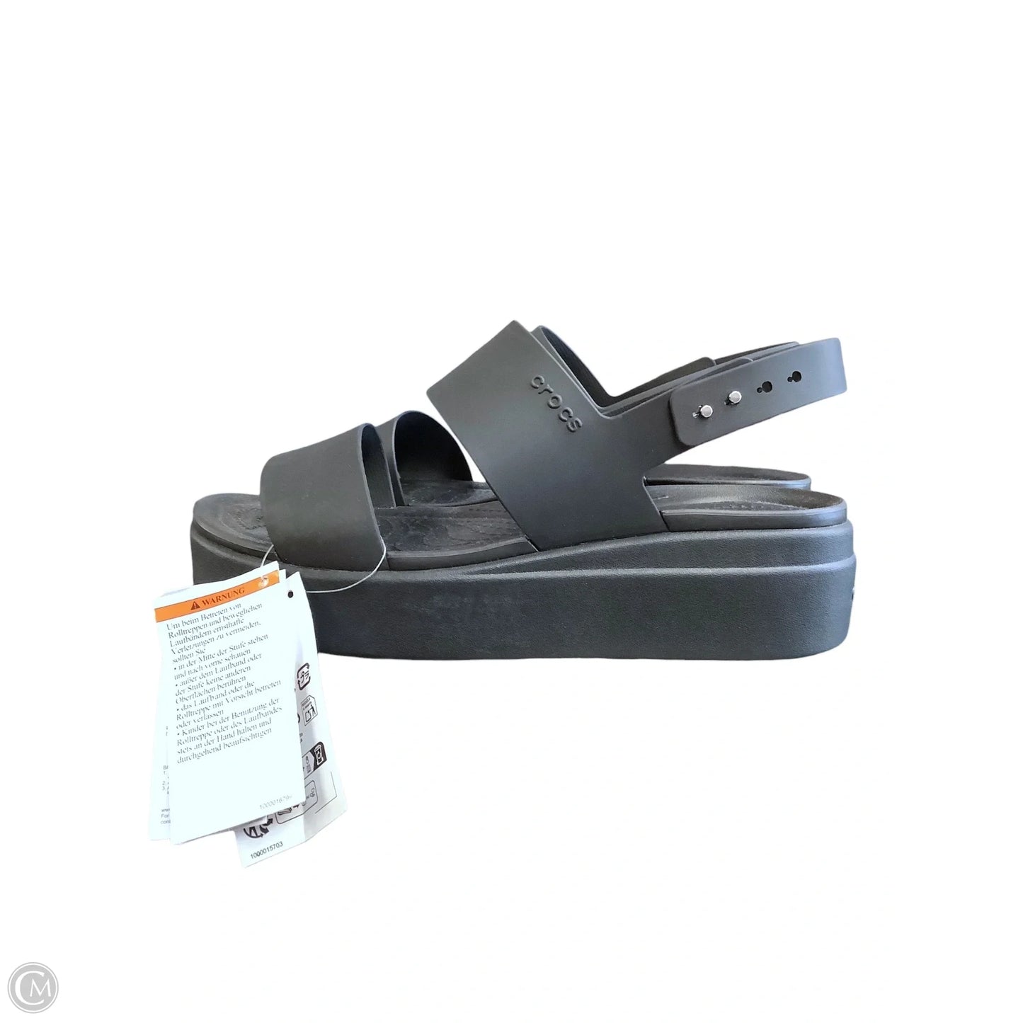 Sandals Heels Platform By Crocs In Black, Size: 10
