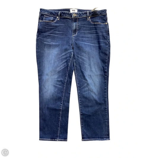 Jeans Straight Cropped By Paige In Blue Denim, Size: 14(32)
