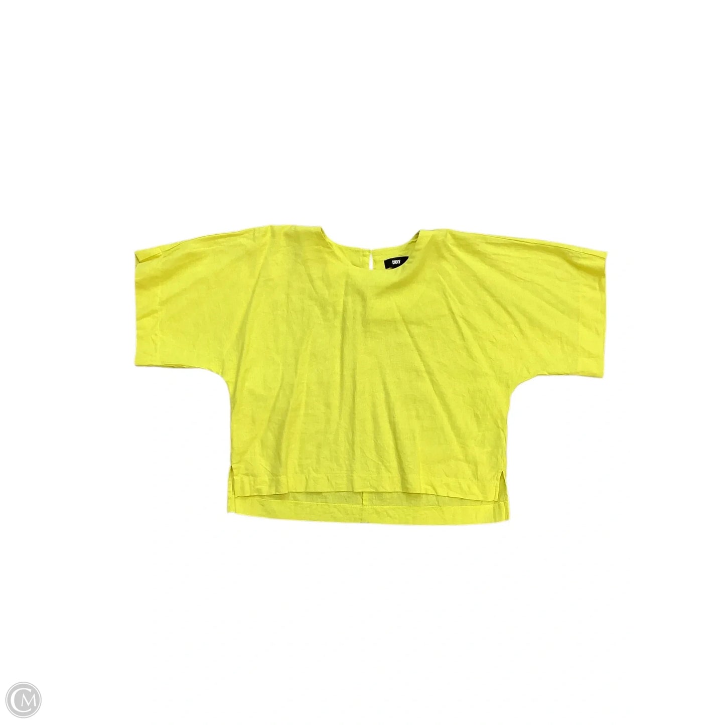 Top Short Sleeve By Dkny In Yellow, Size: S