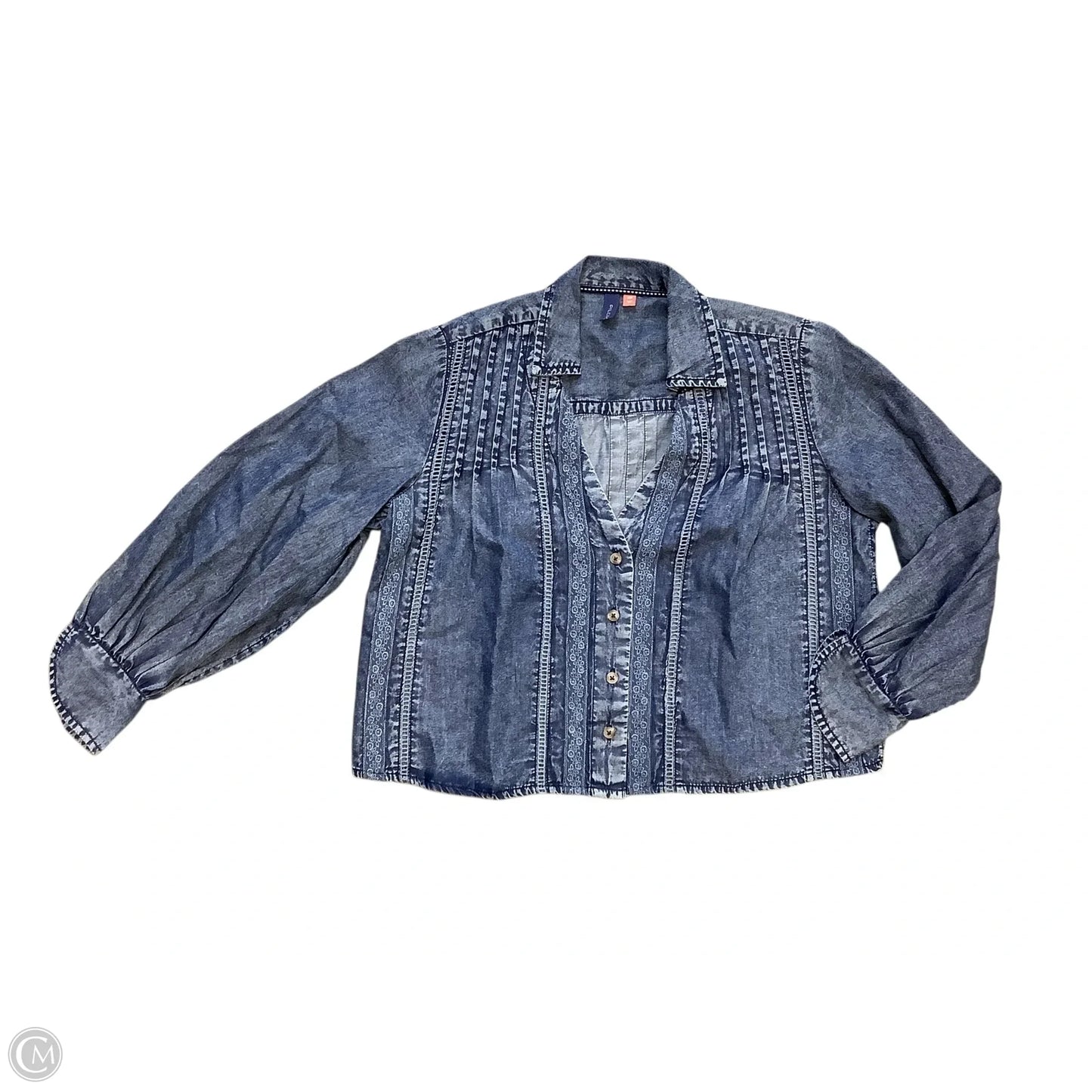 Top Long Sleeve By Pilcro In Blue Denim, Size: Xsp