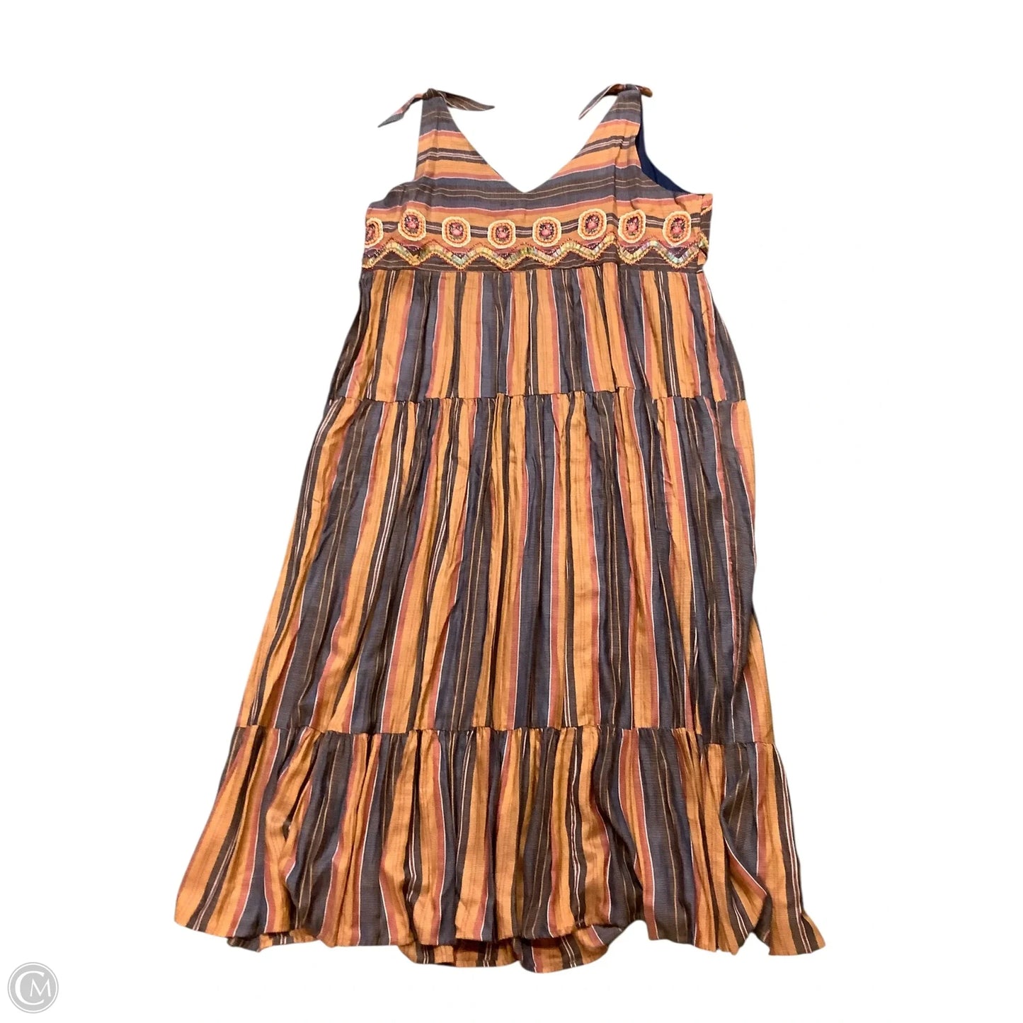 Dress Casual Maxi By Anthropologie In Blue & Brown, Size: 3x