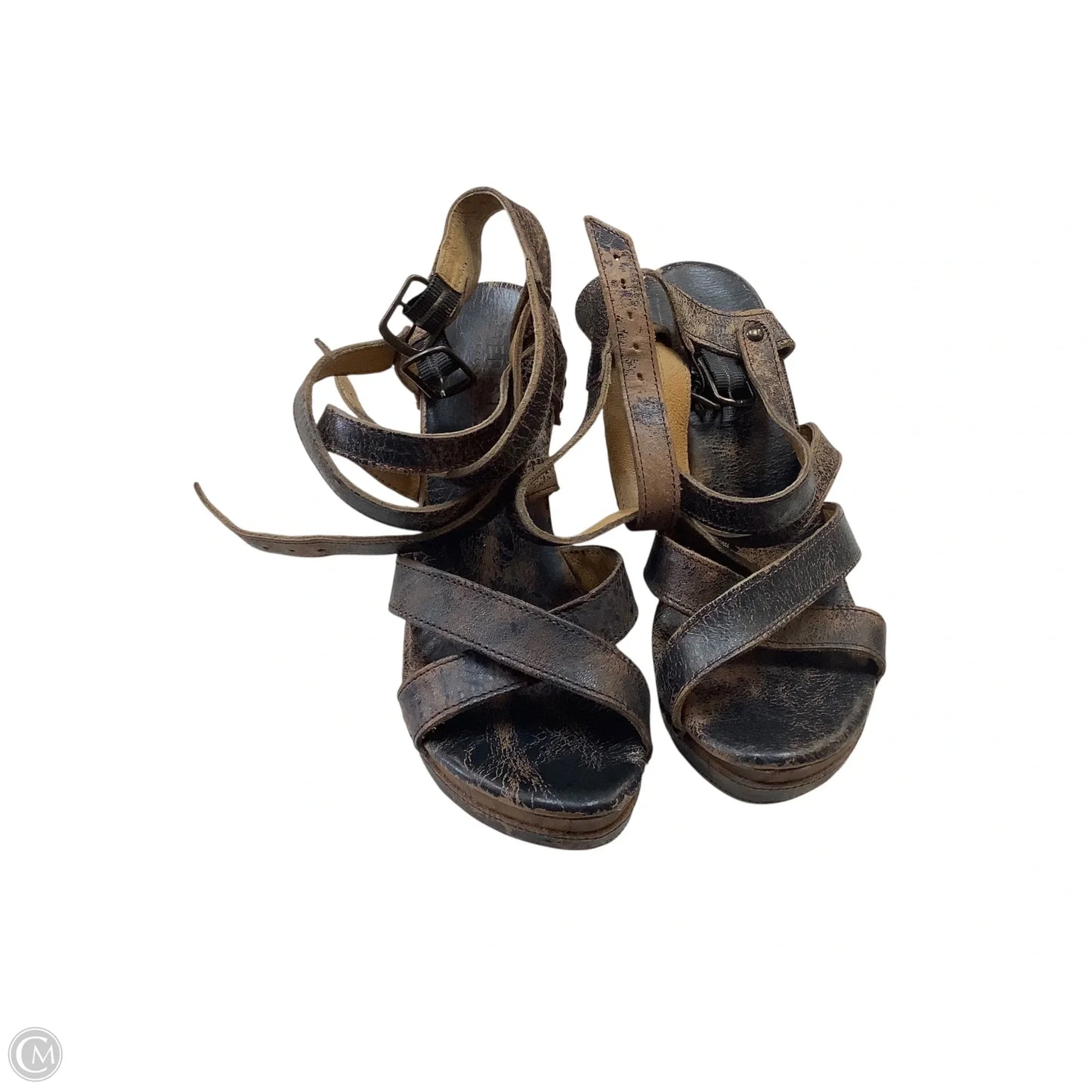 Sandals Heels Block By Bed Stu In Brown, Size: 9