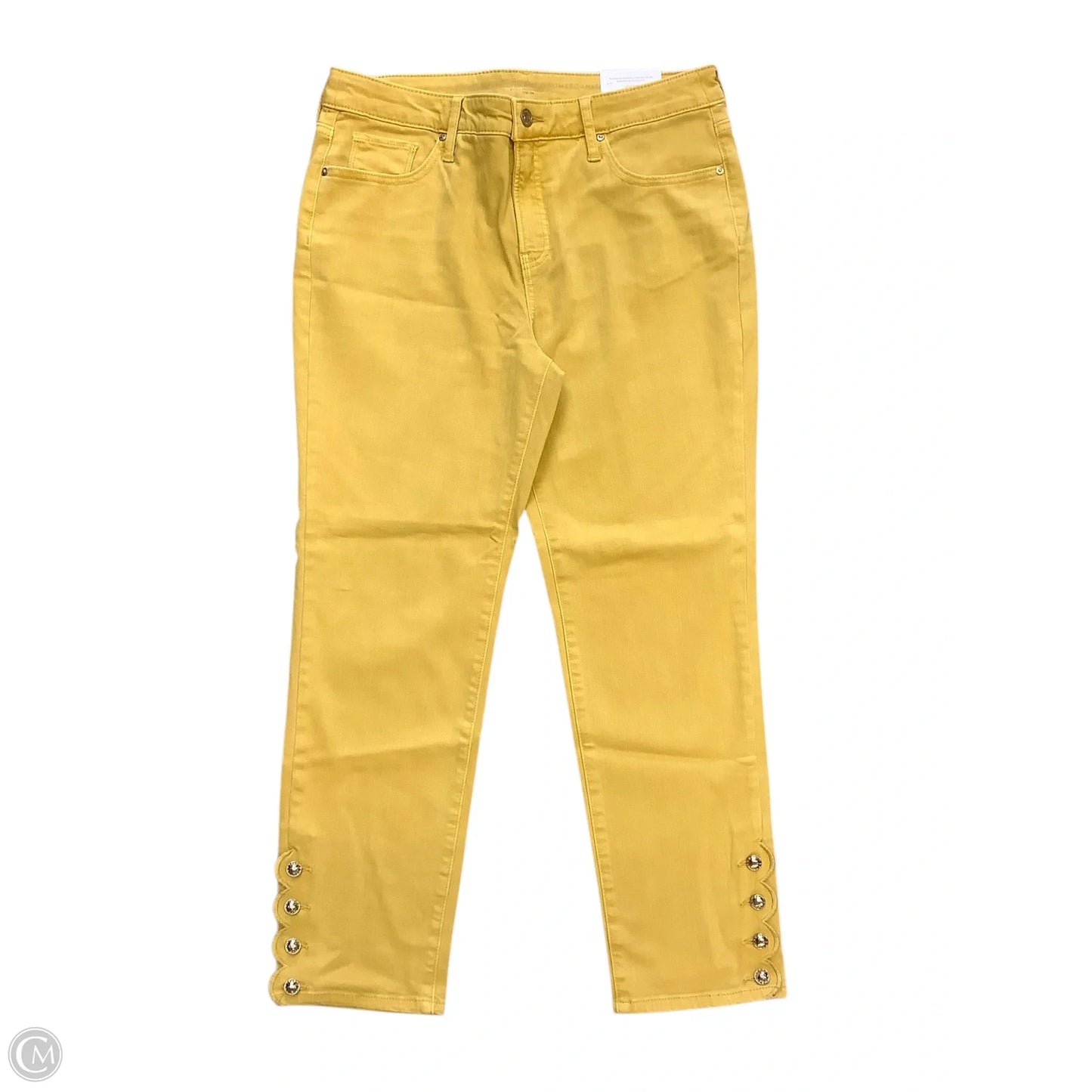 Jeans Straight By Chicos In Yellow Denim, Size: 8