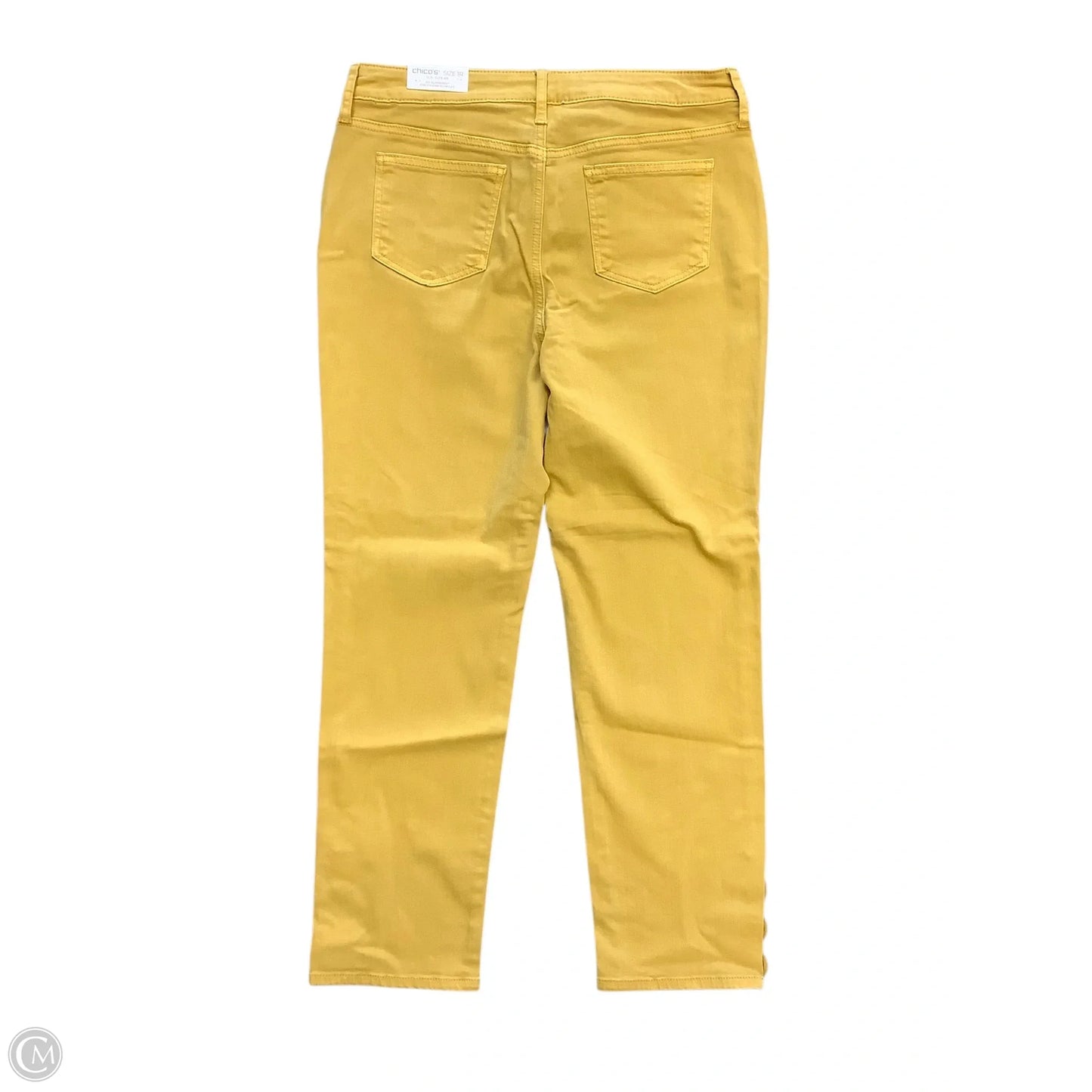 Jeans Straight By Chicos In Yellow Denim, Size: 8