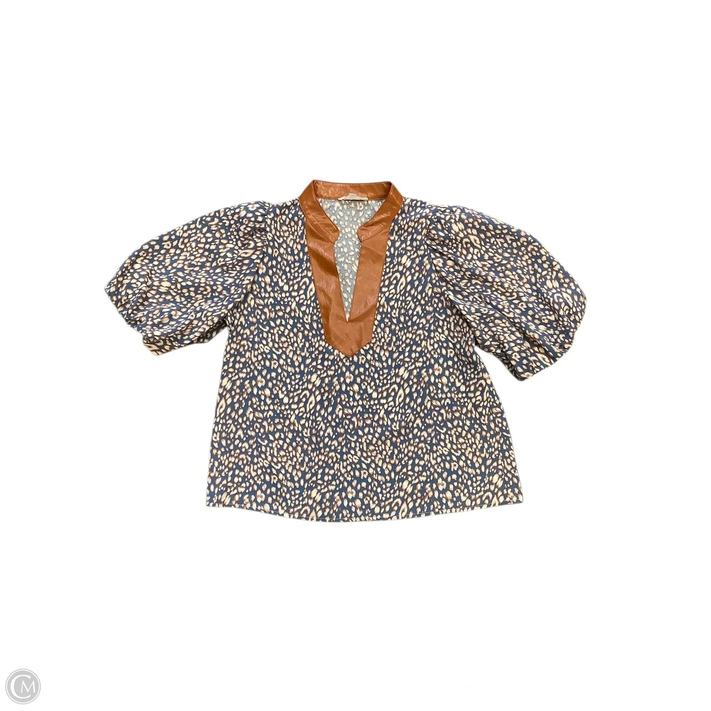 Blouse Short Sleeve By Thml In Blue & Brown, Size: S