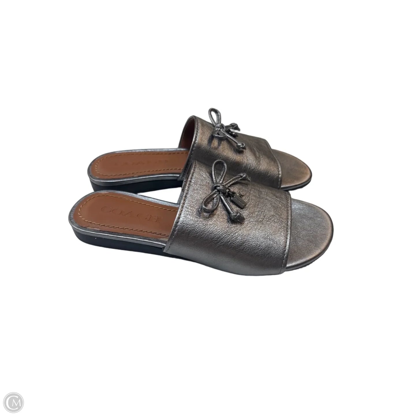 Sandals Designer By Coach In Silver, Size: 5