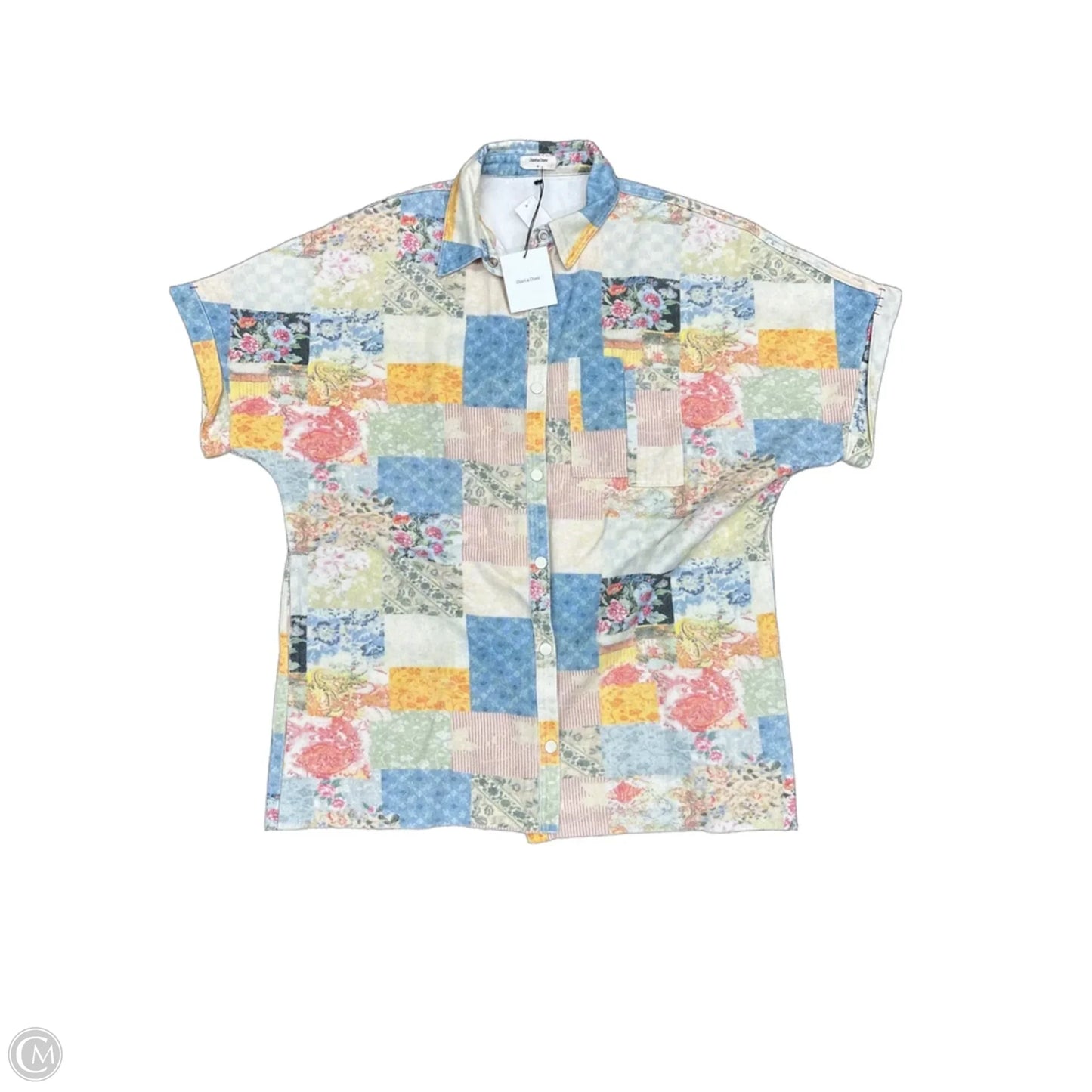 Dress Casual Short By Davi & Dani In Blue & Yellow, Size: M