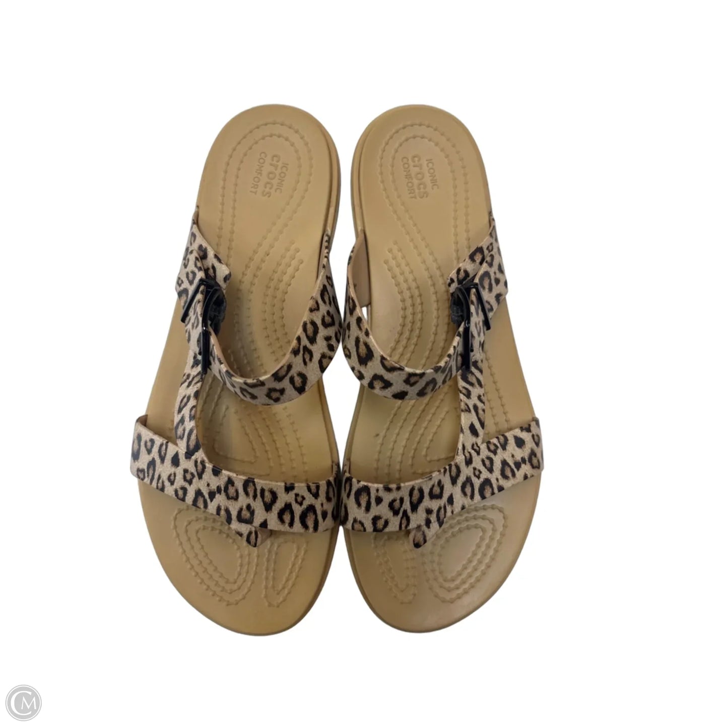 Sandals Flats By Crocs In Animal Print, Size: 8