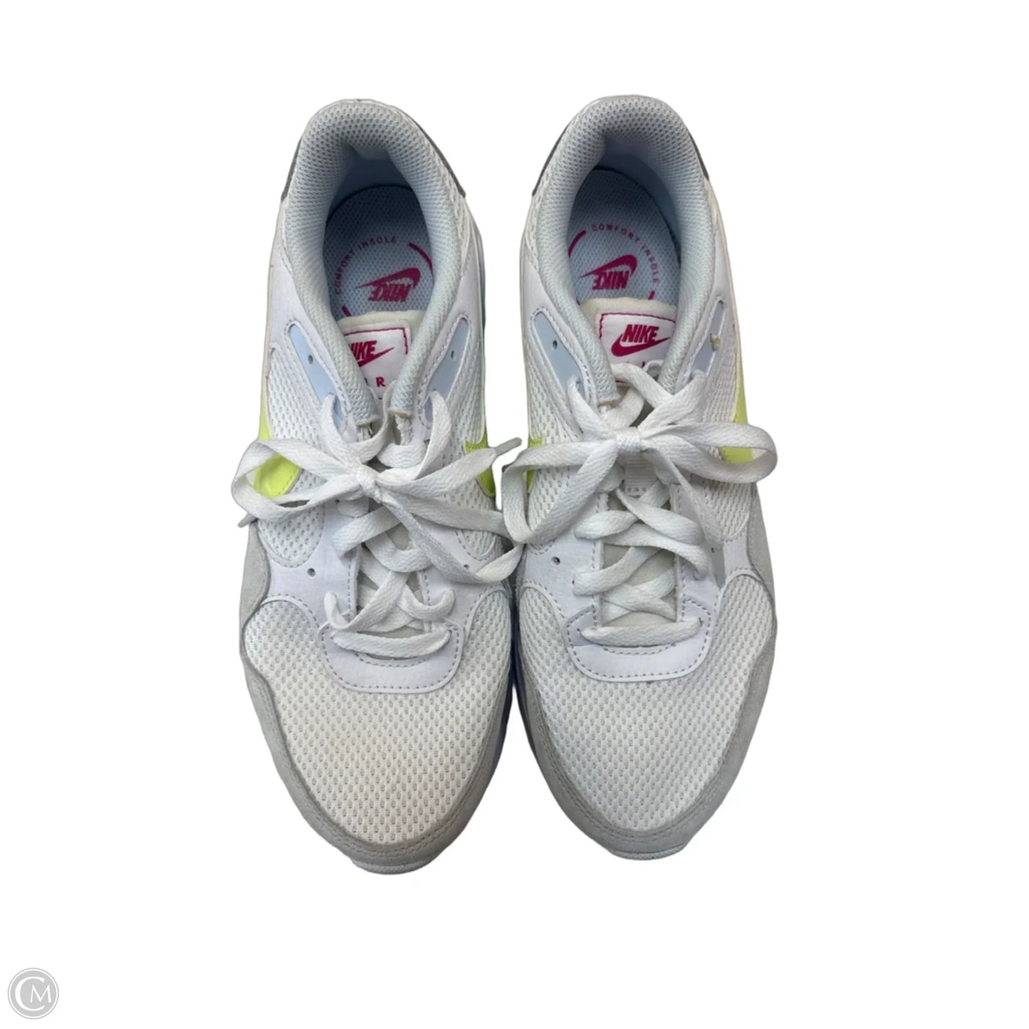 Shoes Athletic By Nike In White & Yellow, Size: 8