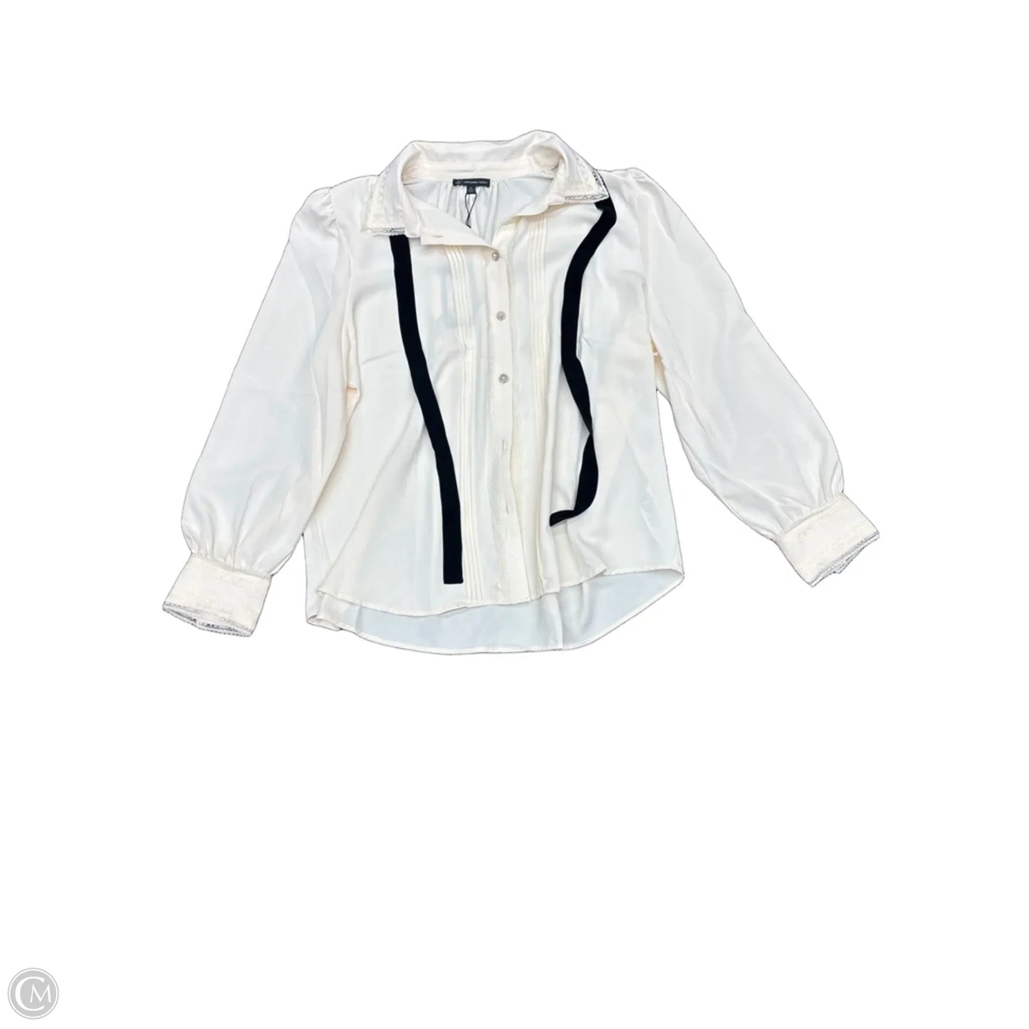 Blouse Long Sleeve By Adrianna Papell In Cream, Size: Xl