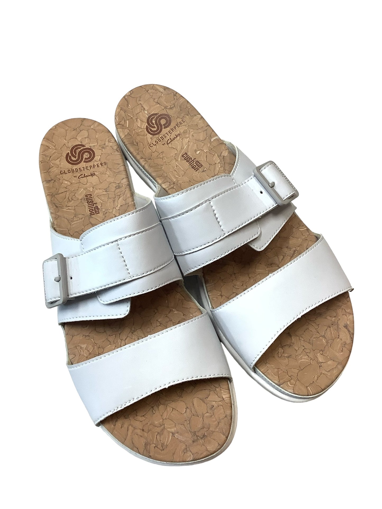 White Sandals Flip Flops Clarks, Size 9.5