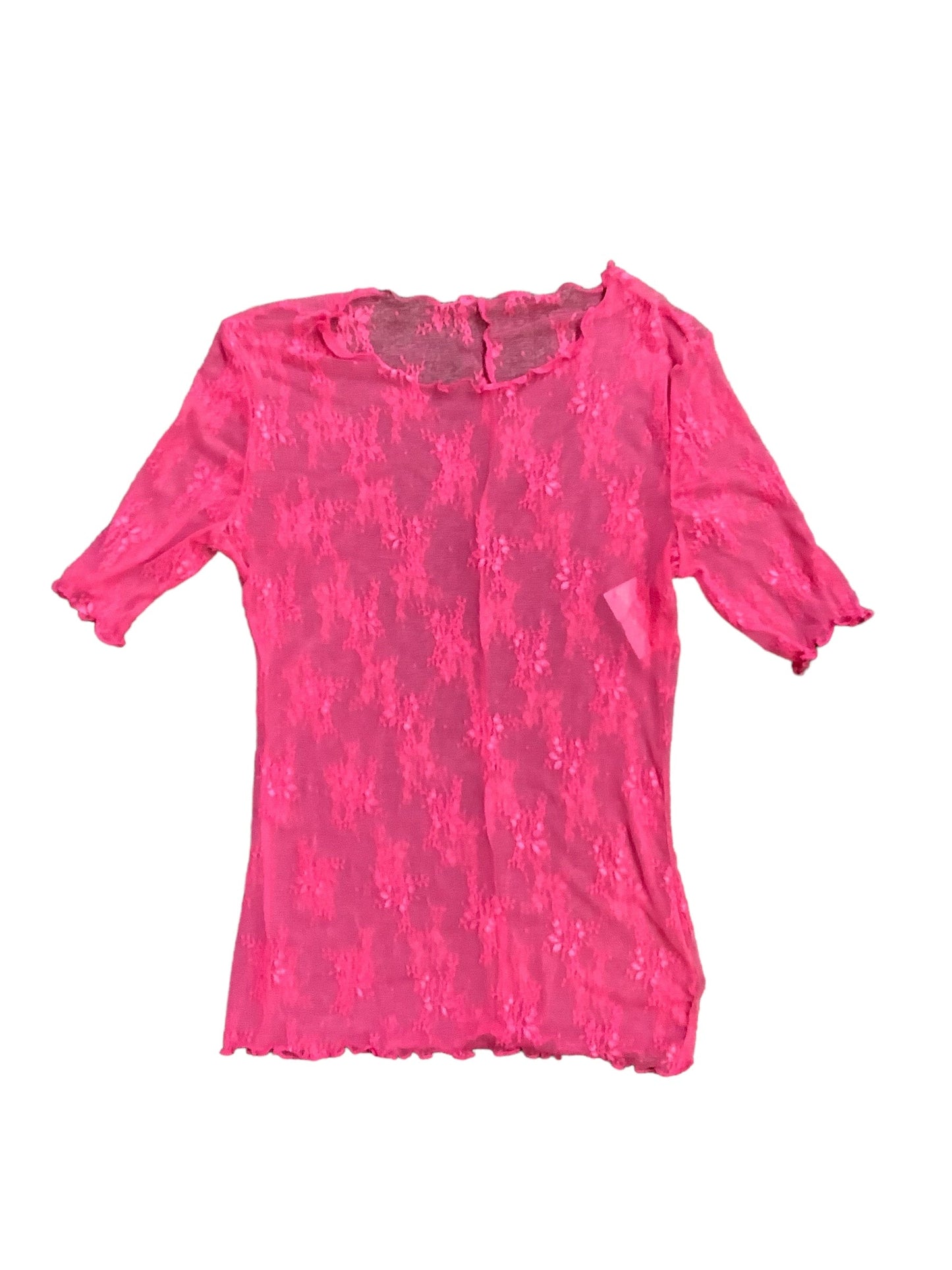 Pink Top Short Sleeve Basic Clothes Mentor, Size S