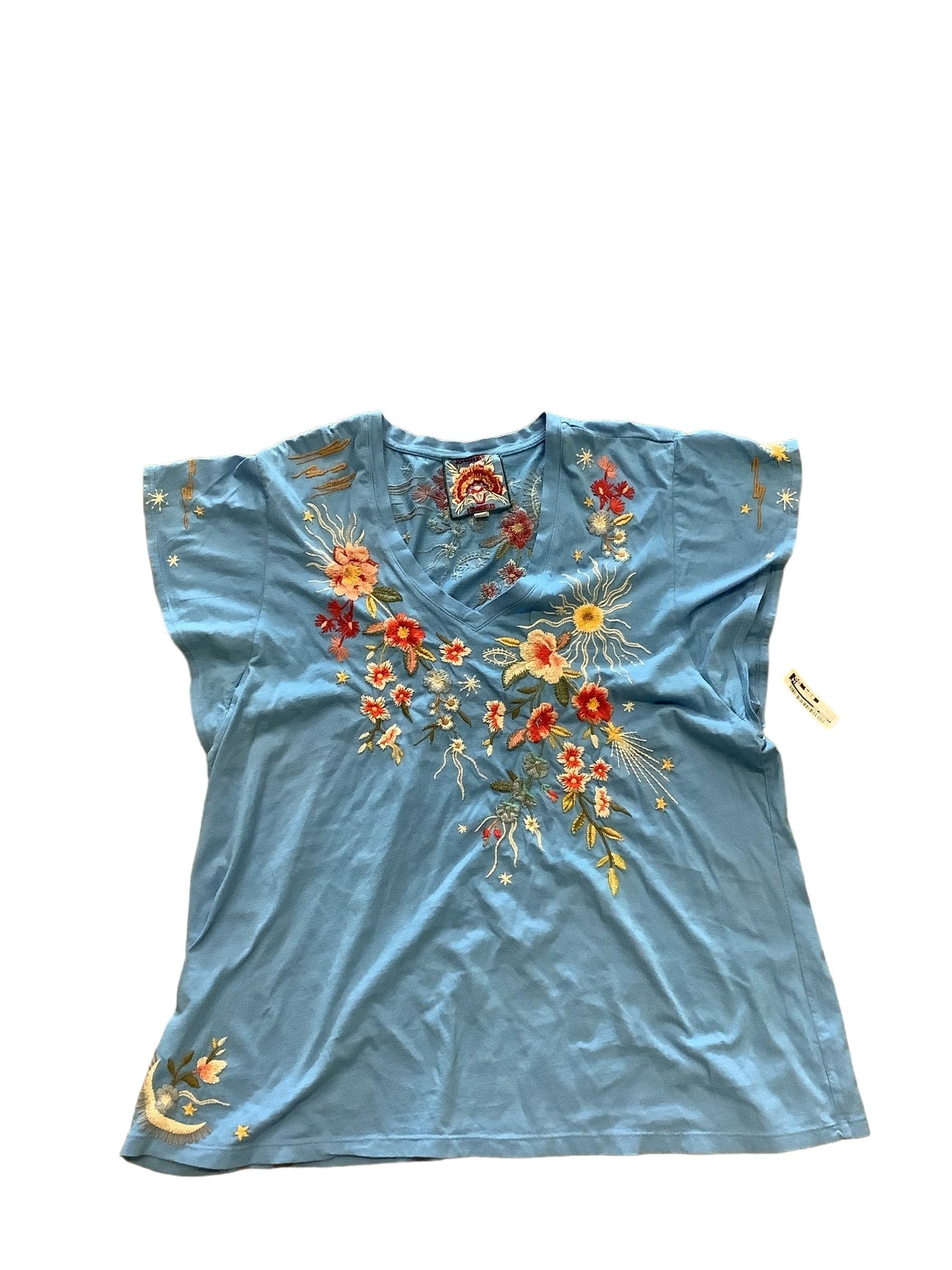 Top Short Sleeve Designer By Johnny Was In Blue, Size: Xl