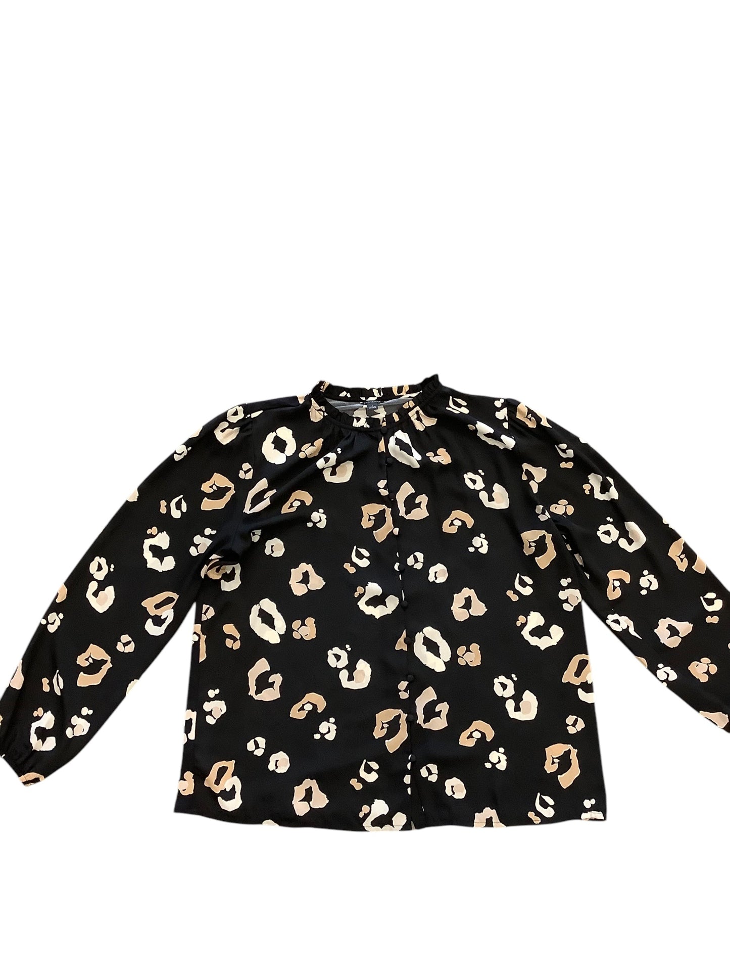 Top Long Sleeve By Ann Taylor In Black & Tan, Size: L