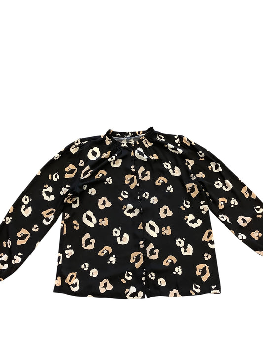 Top Long Sleeve By Ann Taylor In Black & Tan, Size: L