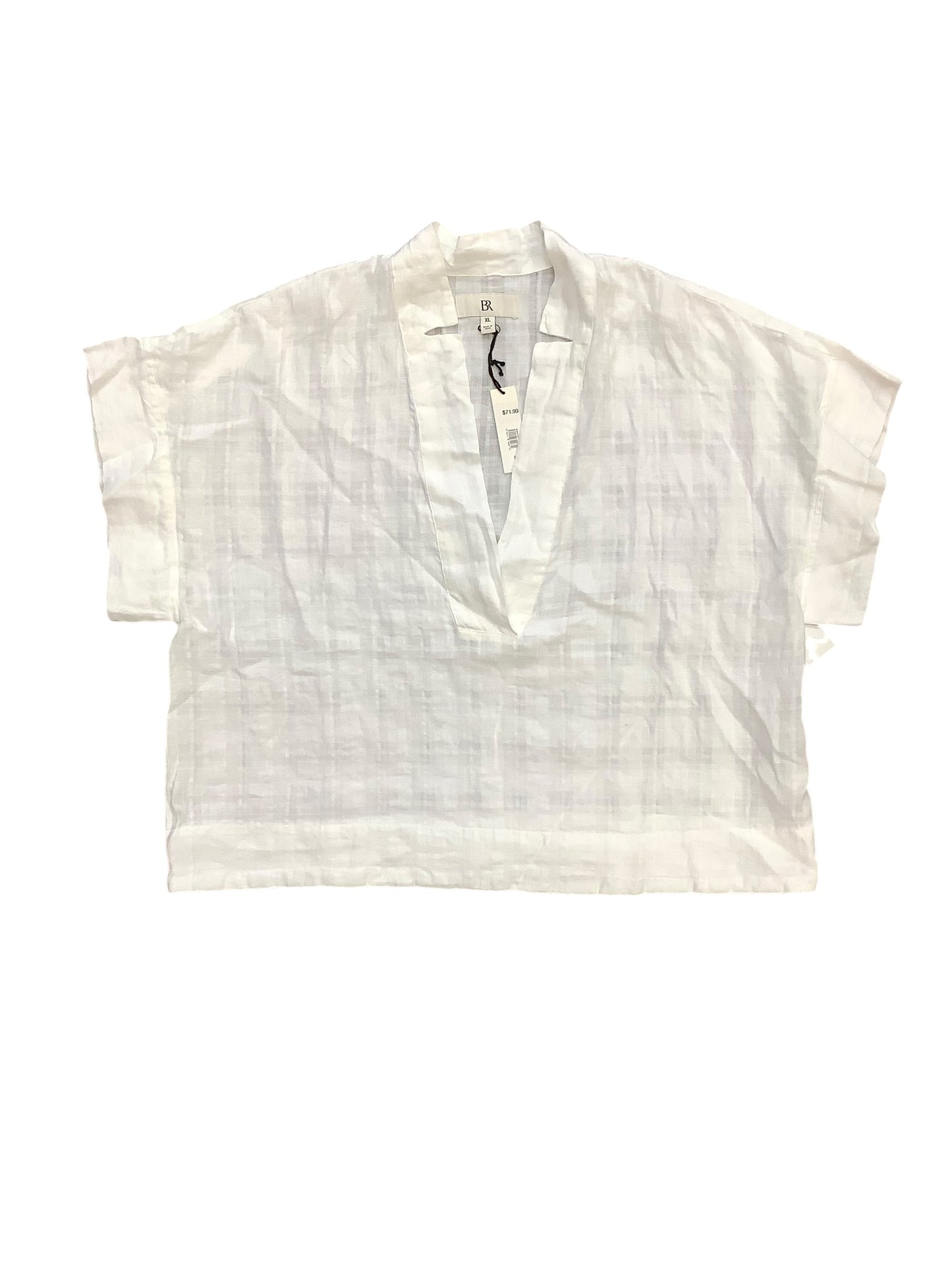 Blouse Short Sleeve By Banana Republic In White, Size: Xl