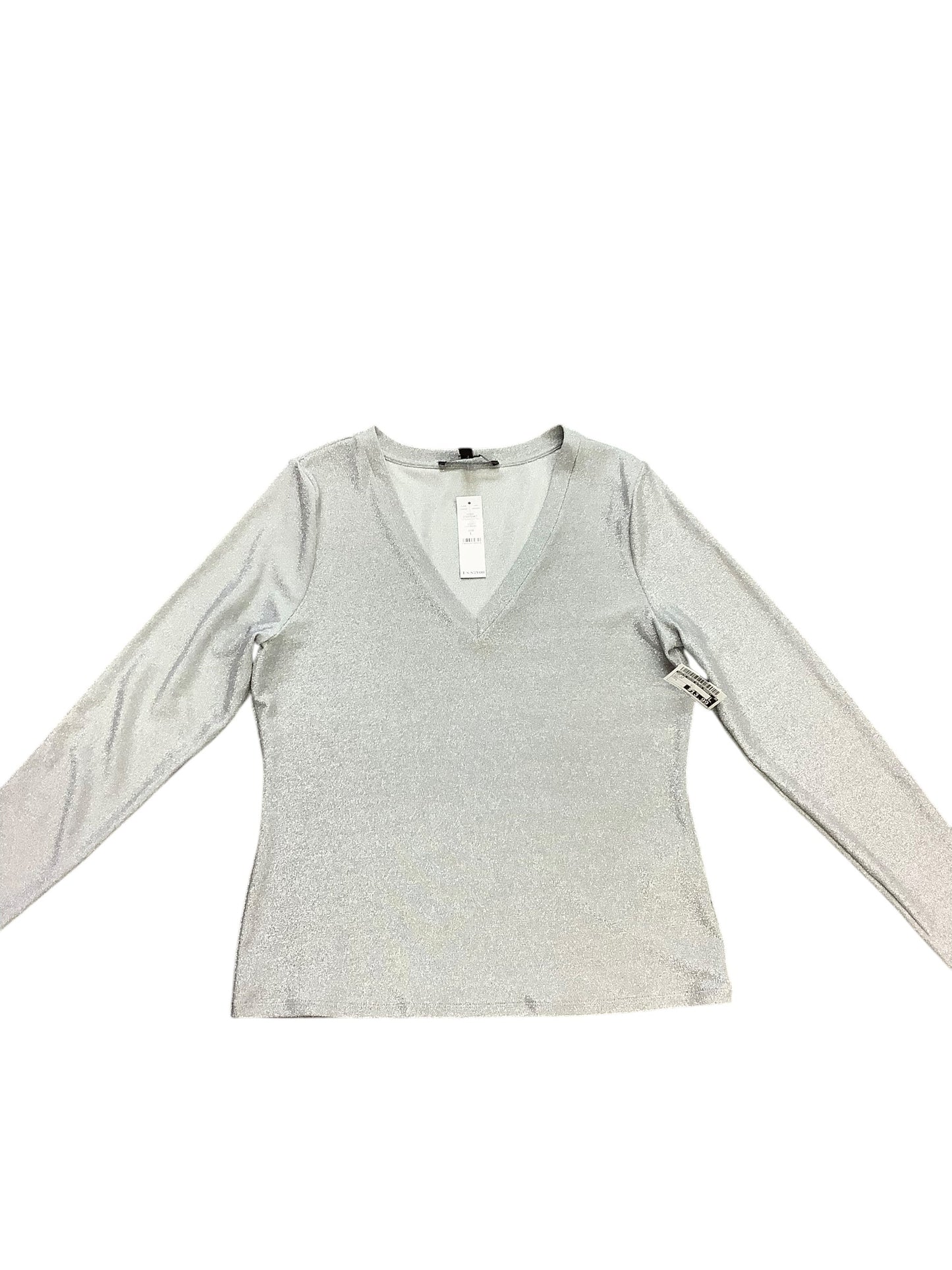 Top Long Sleeve By White House Black Market In Silver, Size: L