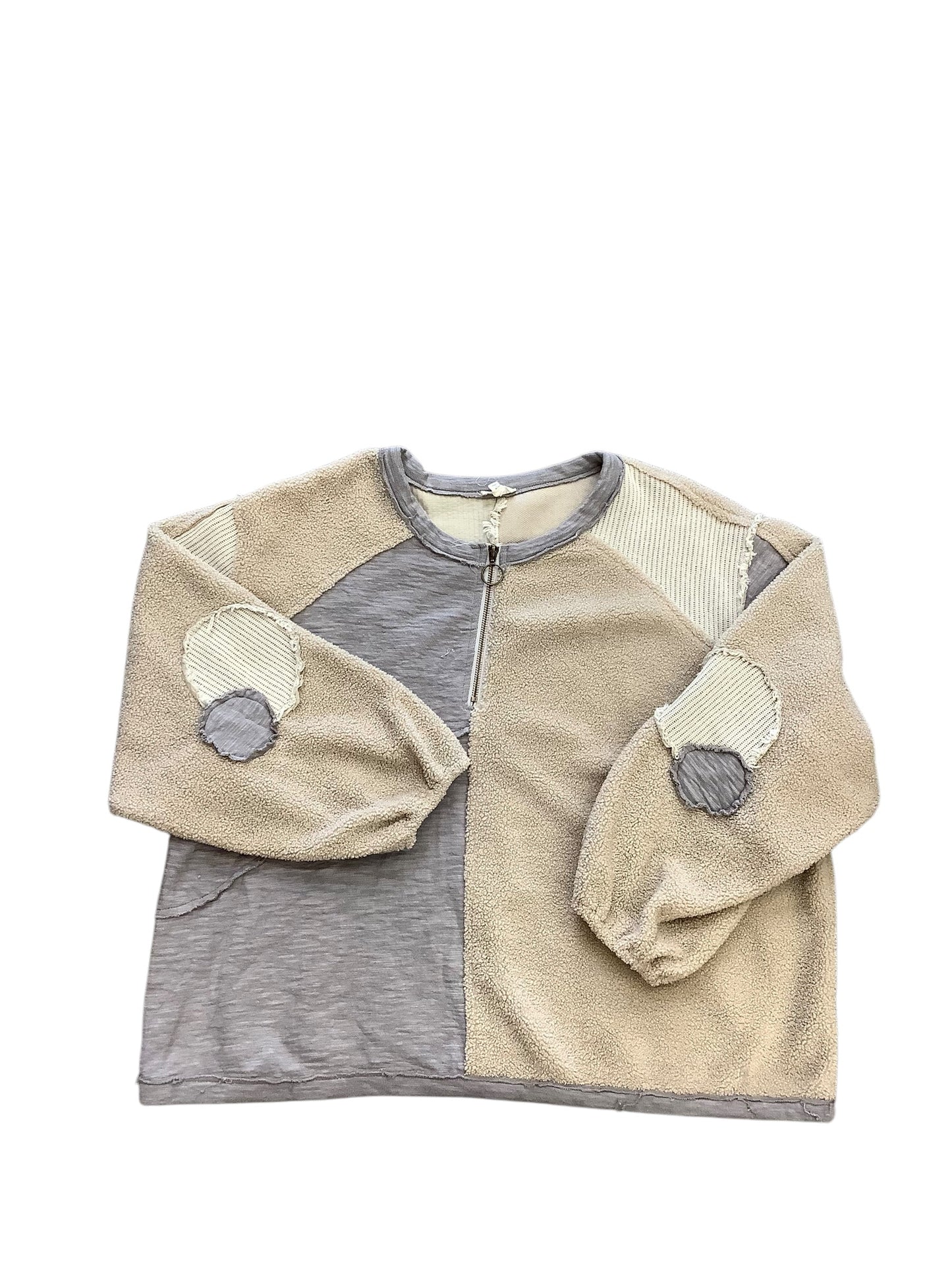 Sweatshirt Crewneck By Pol In Grey & Tan, Size: L