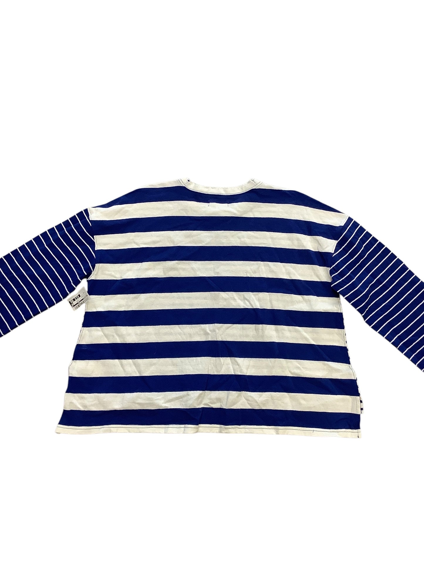 Top Long Sleeve By Madewell In Blue & White, Size: M