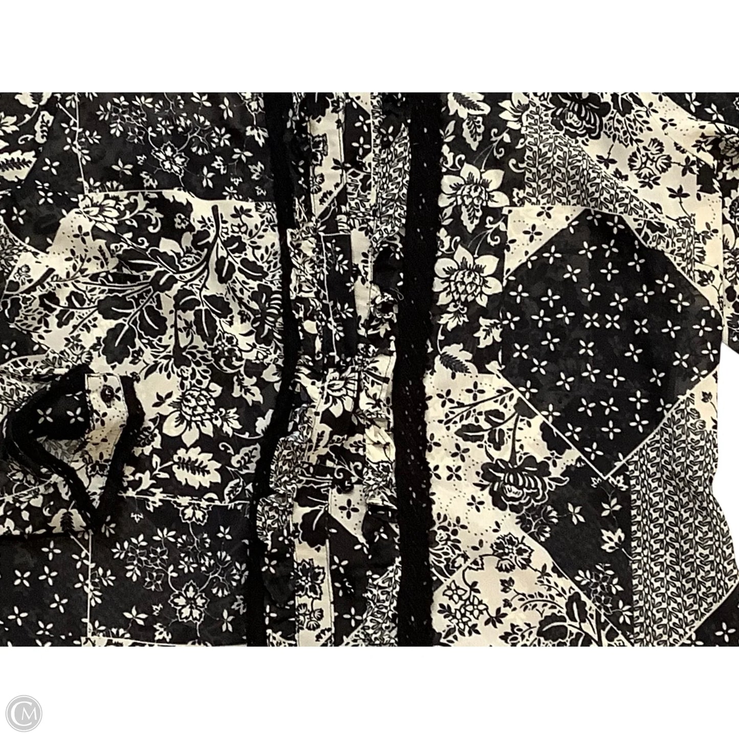 Blouse Long Sleeve By Double D Ranch In Black & Cream, Size: L