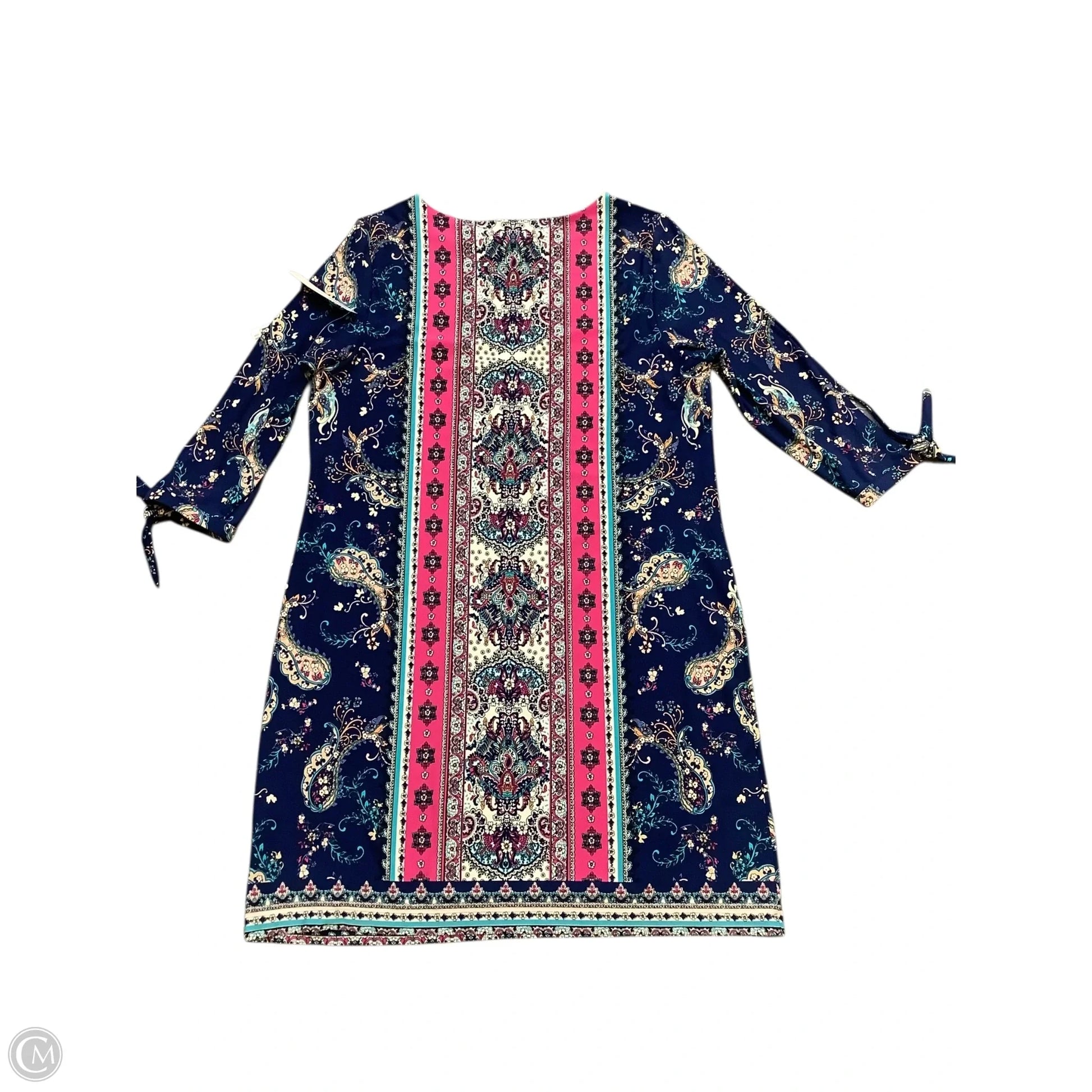 Dress Casual Midi By Chicos In Blue & Pink, Size: 12 Dress Casual Midi By Chicos In Blue & Pink, Size: 12