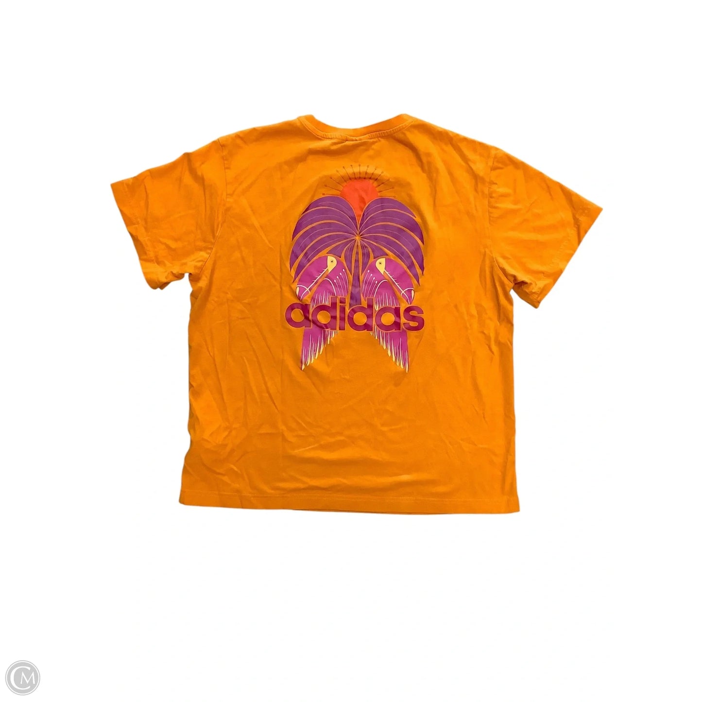 Athletic Top Short Sleeve By Adidas In Orange & Pink, Size: Xl