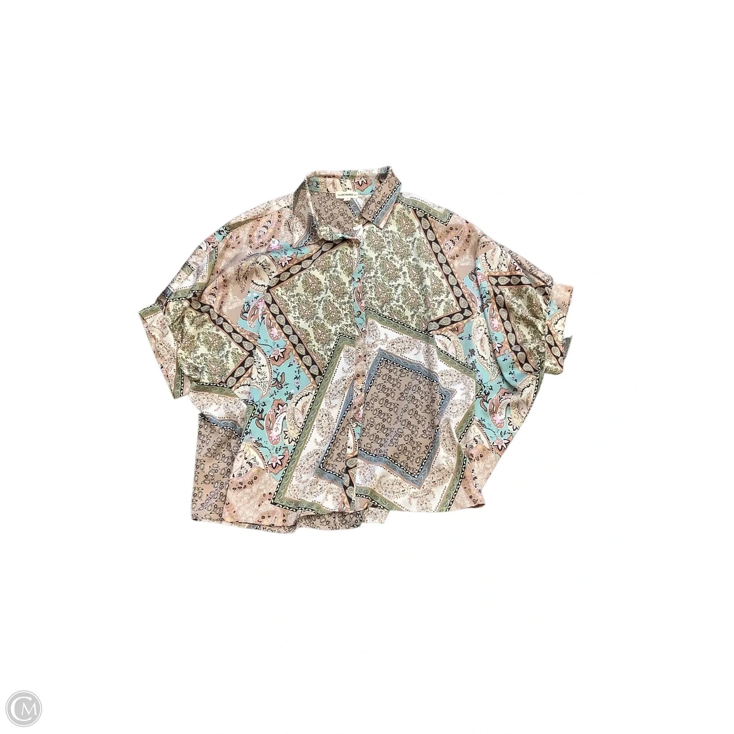 Blouse Short Sleeve By Ee Some In Tan, Size: M