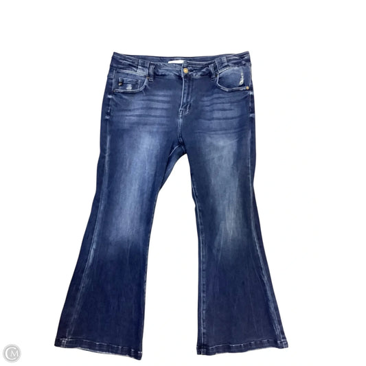 Jeans Flared By Kancan In Blue Denim, Size: Xl