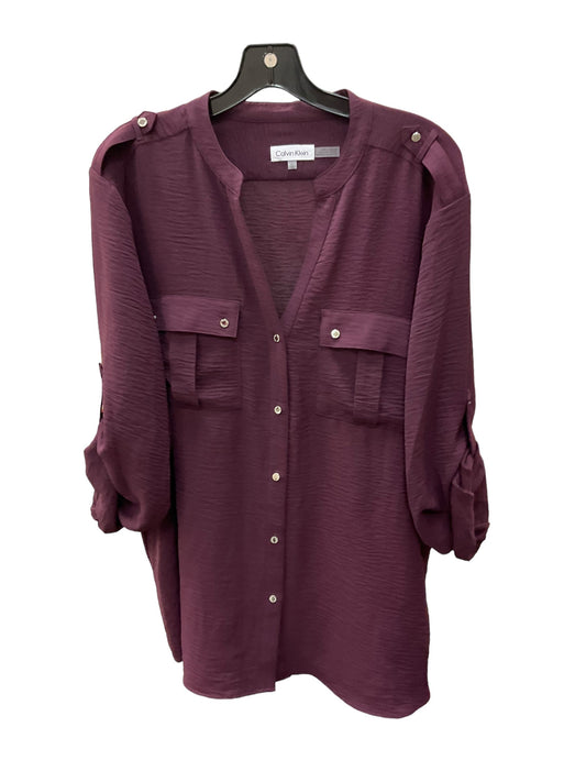 Top Long Sleeve By Calvin Klein In Maroon, Size: 18