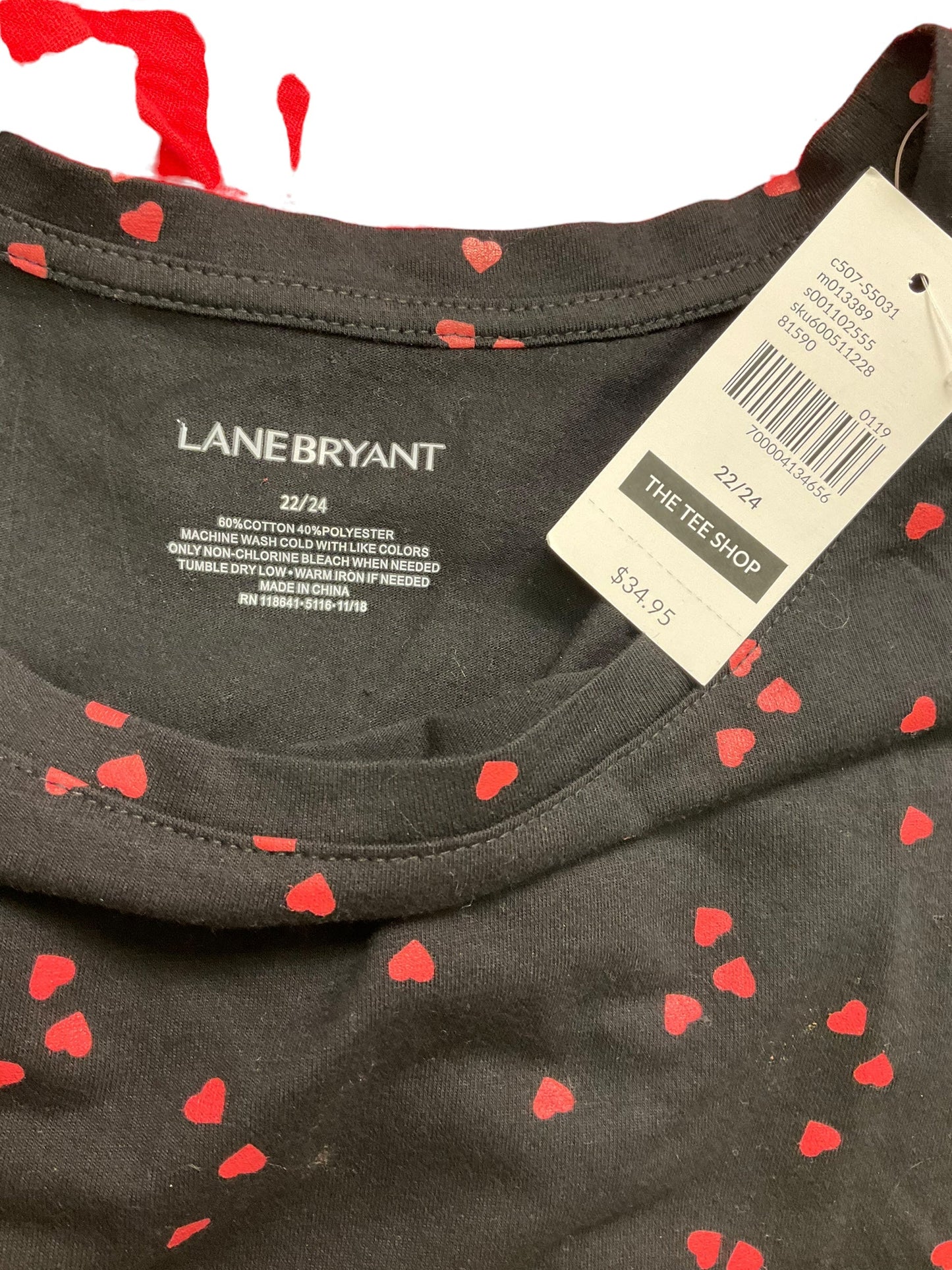 Top Short Sleeve By Lane Bryant In Black Red, Size: 22