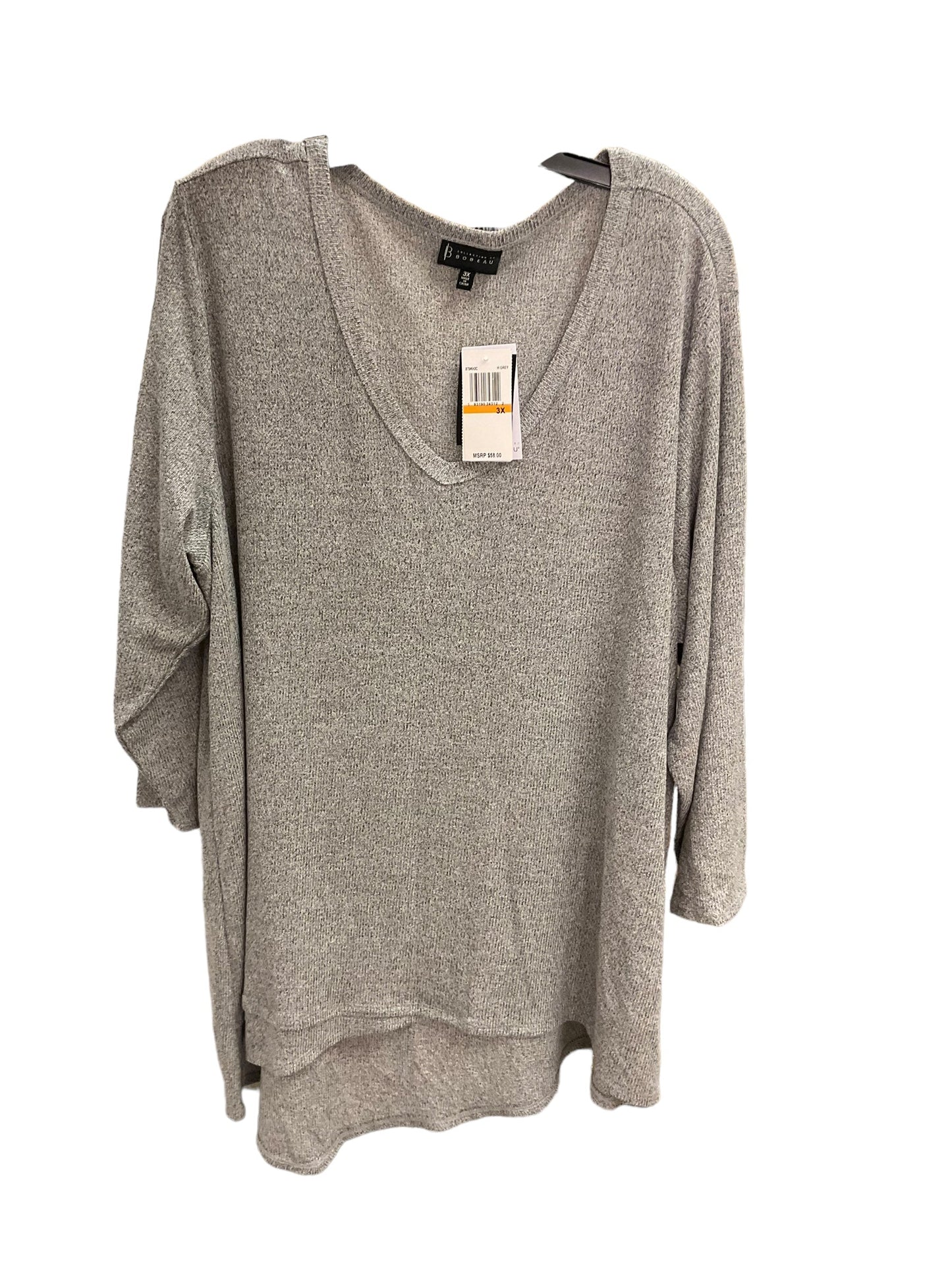 Top Long Sleeve By Bobeau In Grey, Size: 26