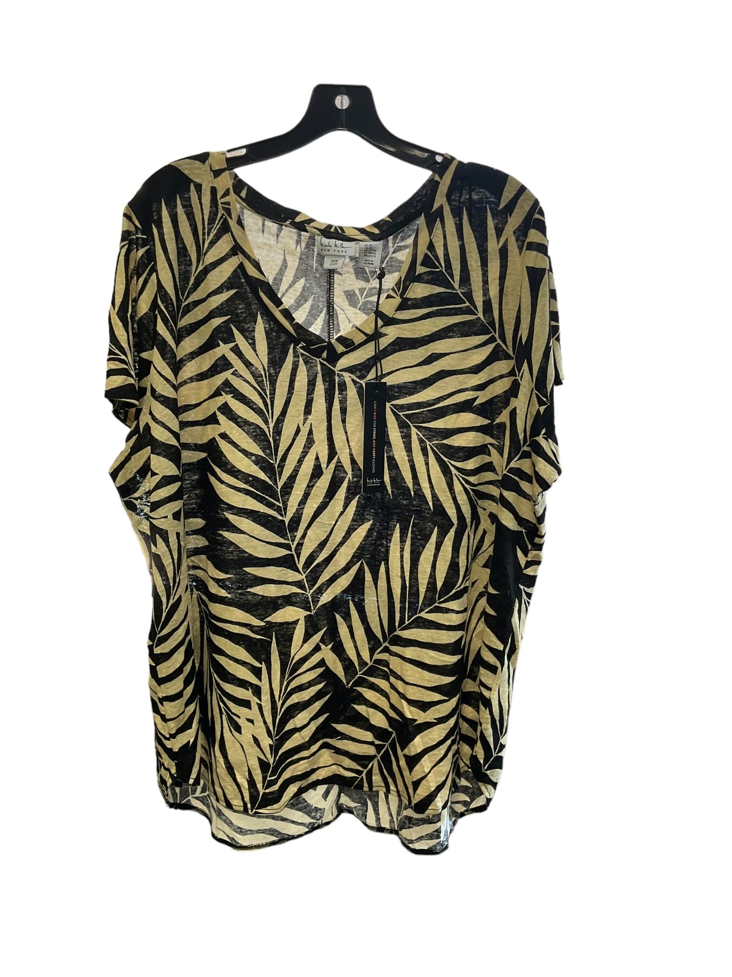 Top Short Sleeve By Nicole Miller In Black Tan, Size: 24