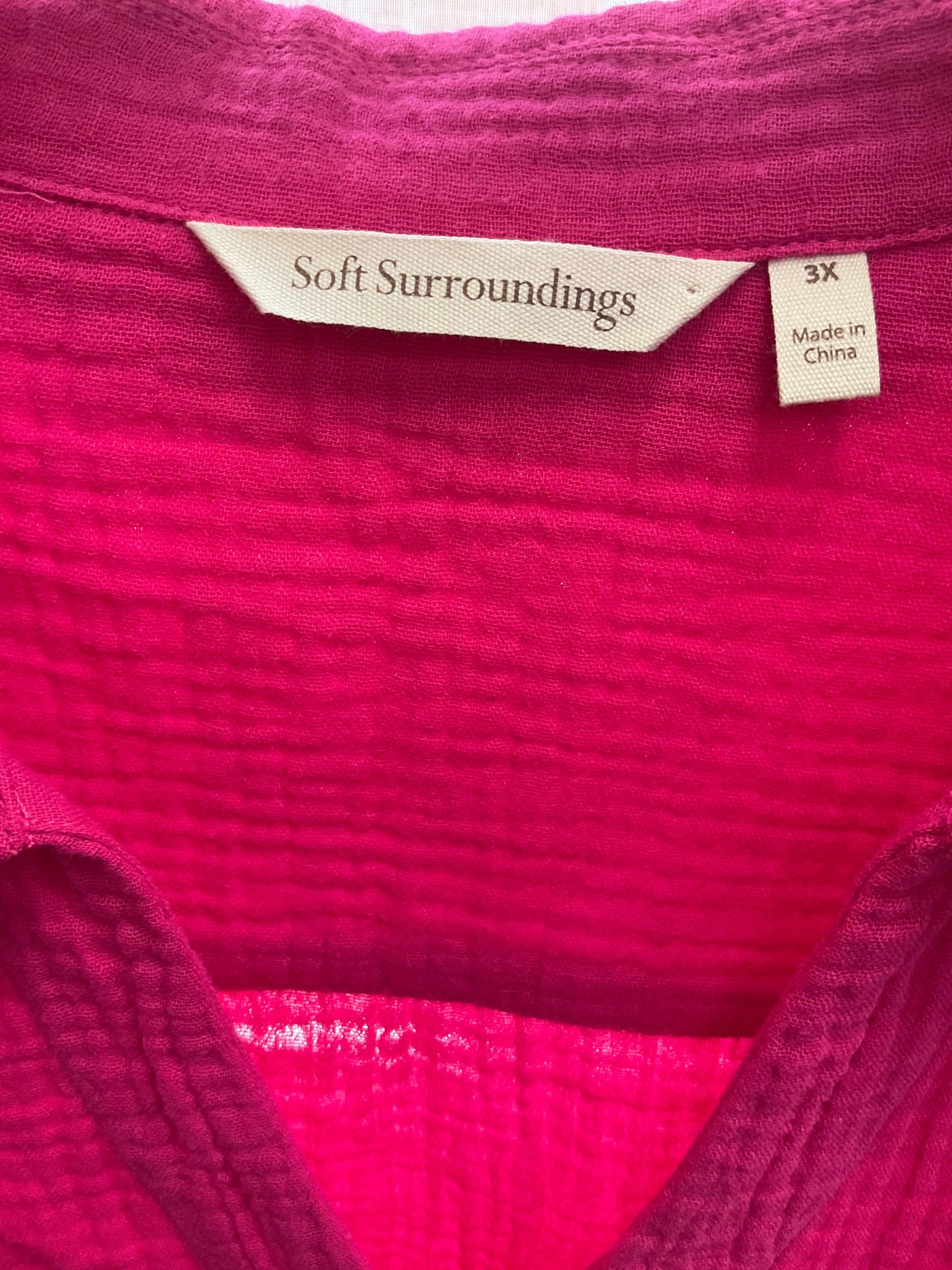 Top Long Sleeve By Soft Surroundings In Hot Pink, Size: 26