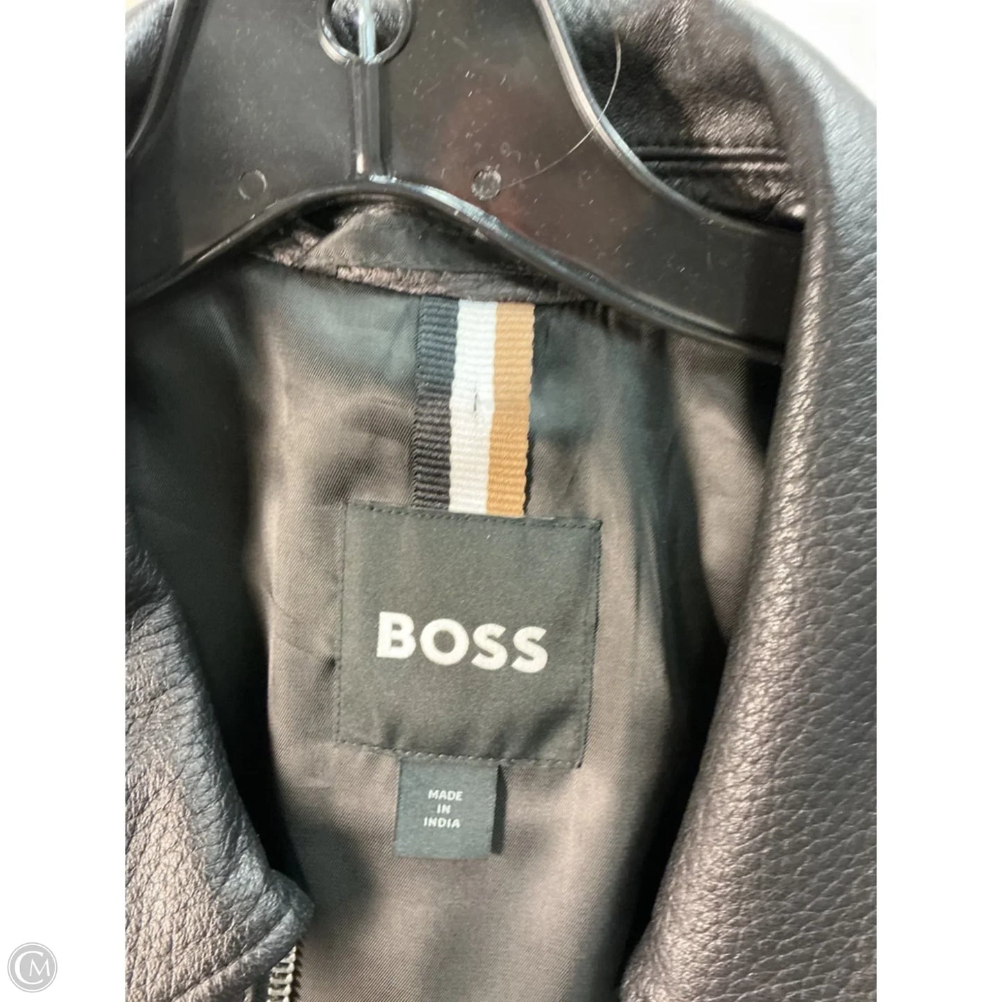 Jacket Moto Leather By Hugo Boss In Black, Size: M