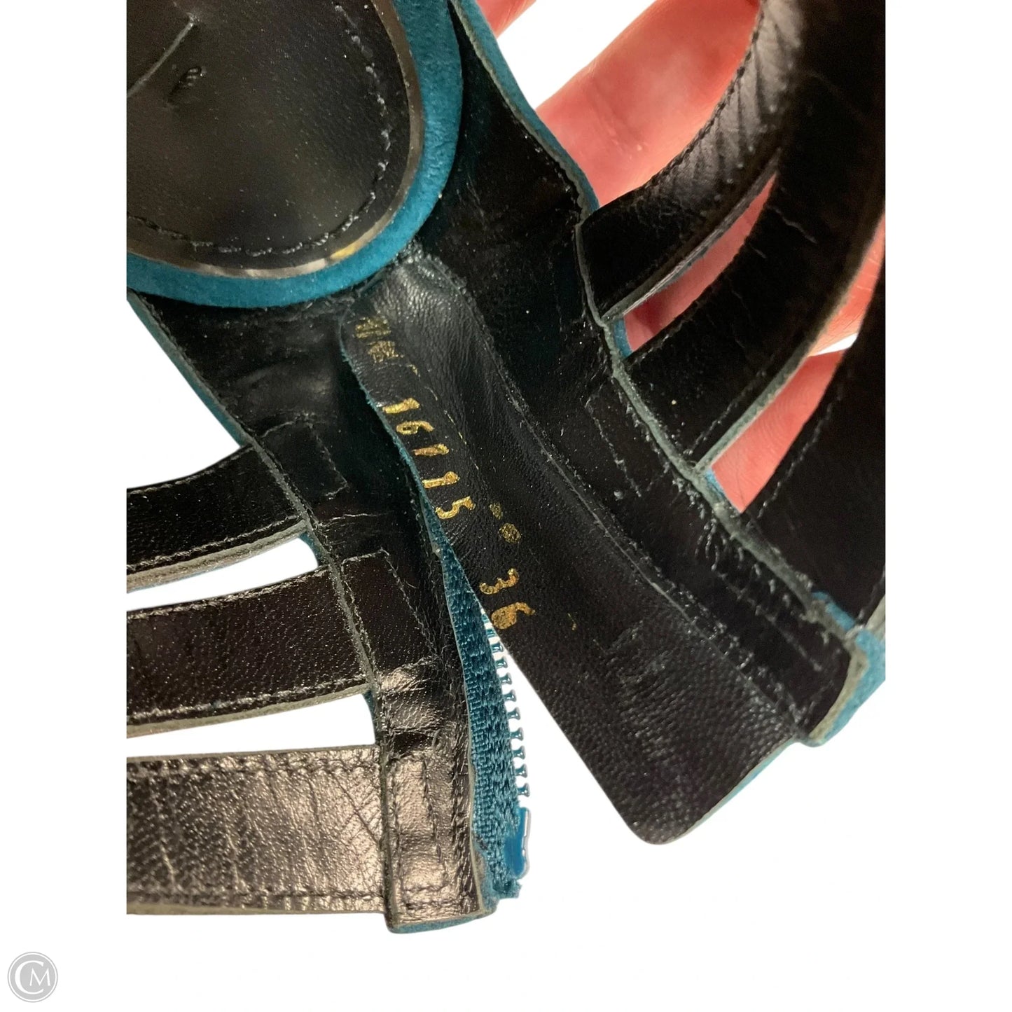 Sandals Luxury Designer By Dolce And Gabbana In Teal, Size: 6