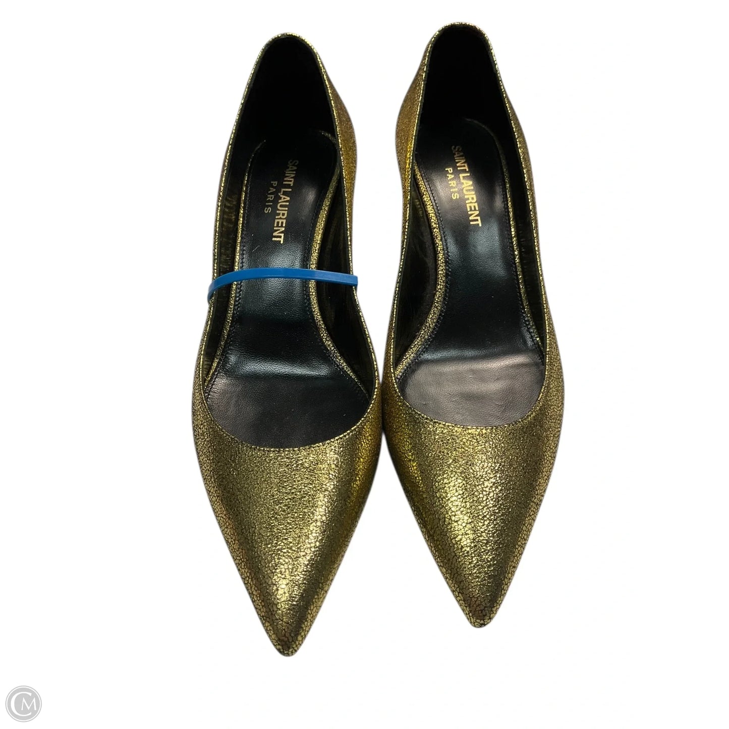 Shoes Luxury Designer By Yves Saint Laurent In Gold, Size: 8