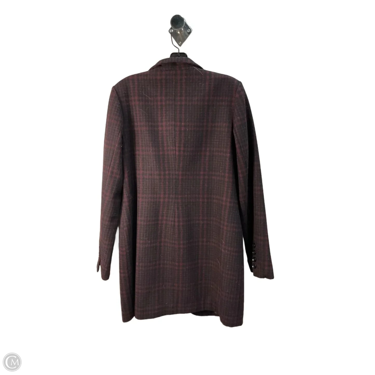 Coat Wool By Michael By Michael Kors In Black & Purple, Size: S