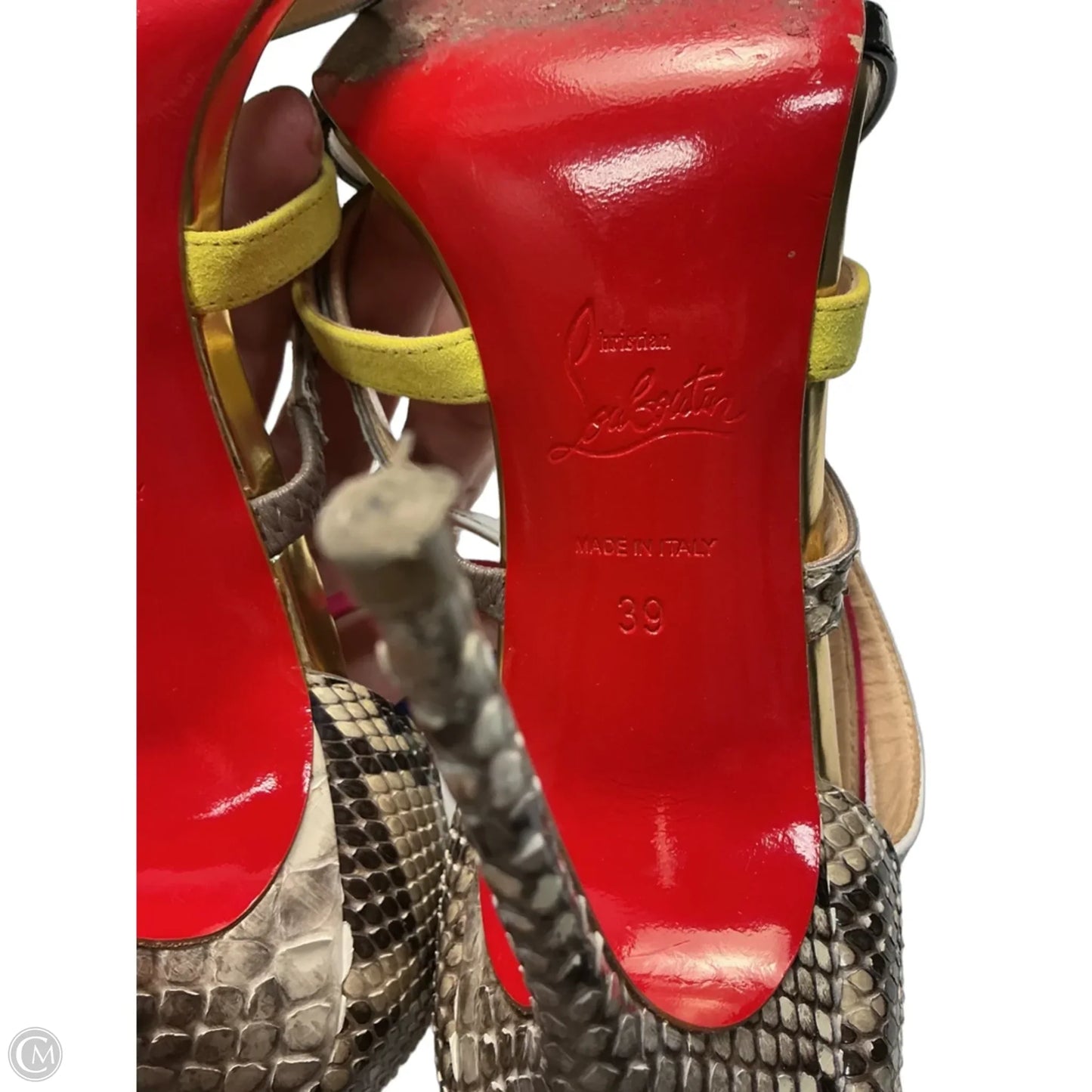 Shoes Luxury Designer By Christian Louboutin In Snakeskin Print, Size: 9