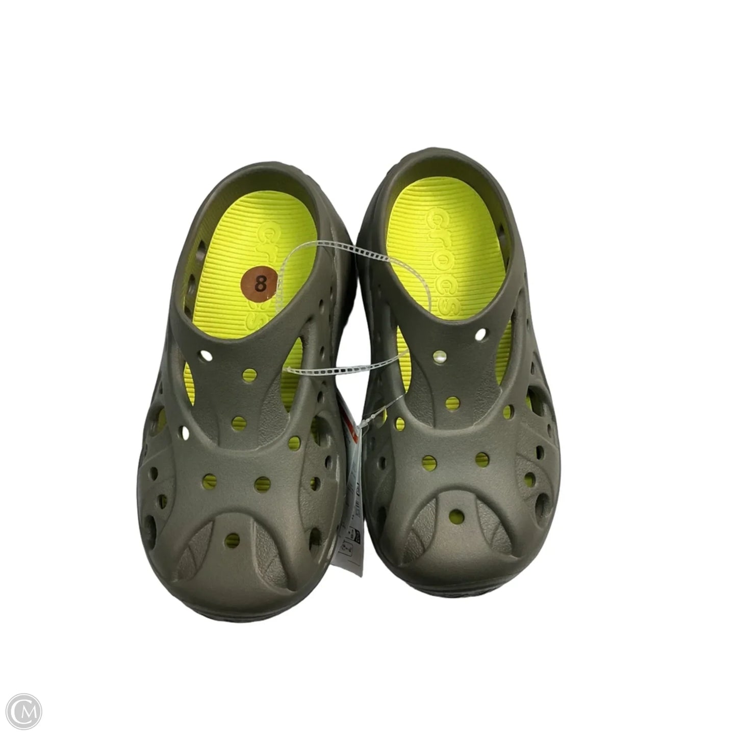 Shoes Flats By Crocs In Green, Size: 8