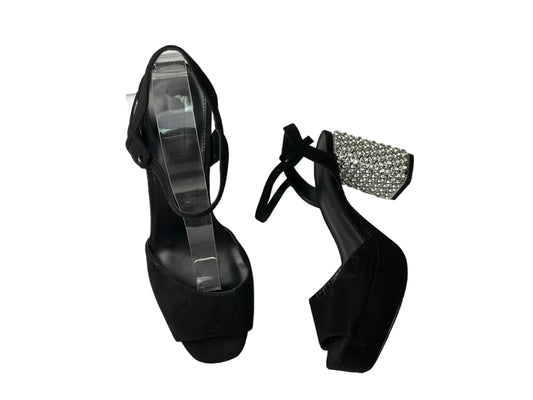 Sandals Heels Block By Top Shop In Black Silver, Size: 11