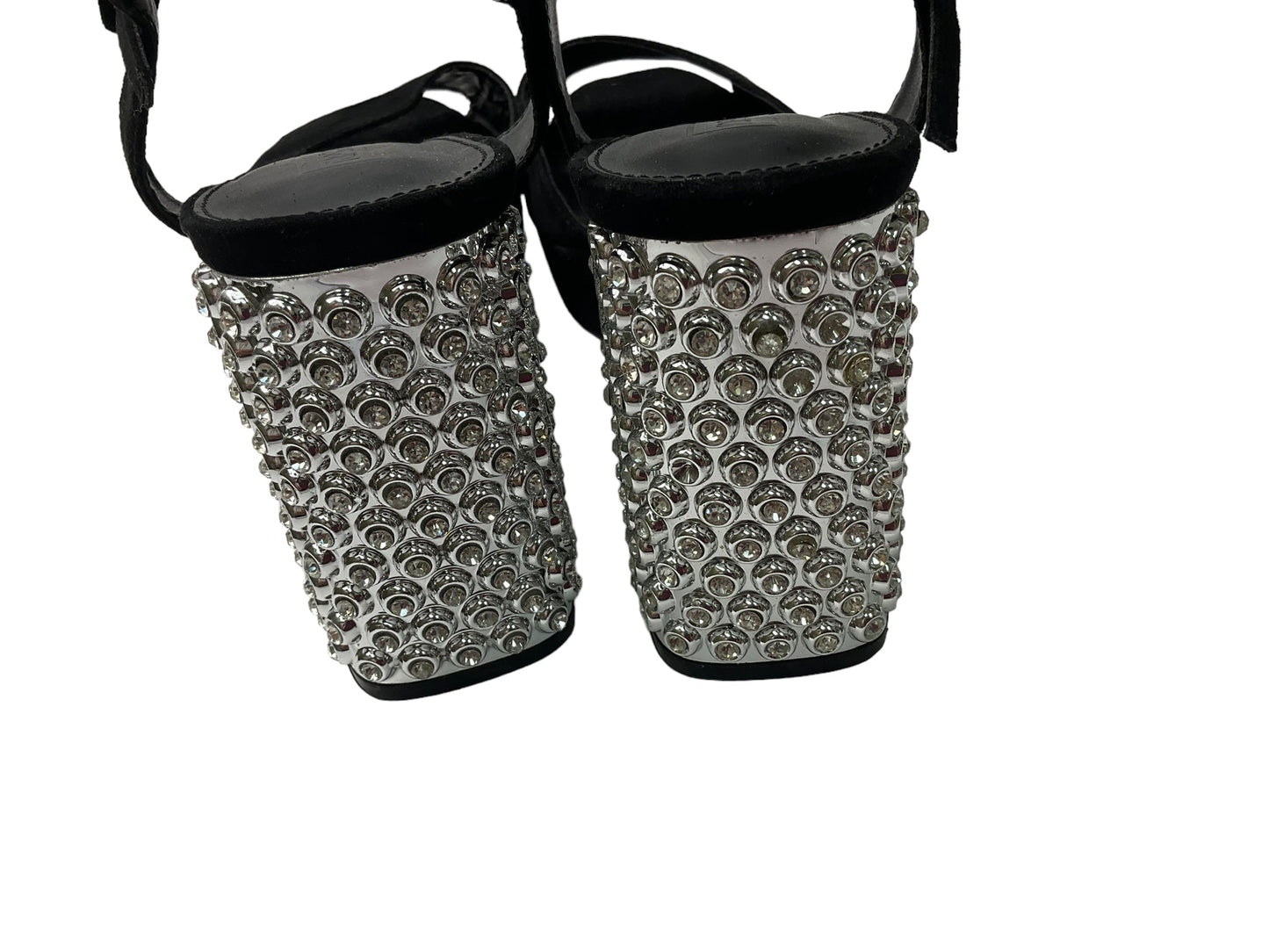 Sandals Heels Block By Top Shop In Black Silver, Size: 11