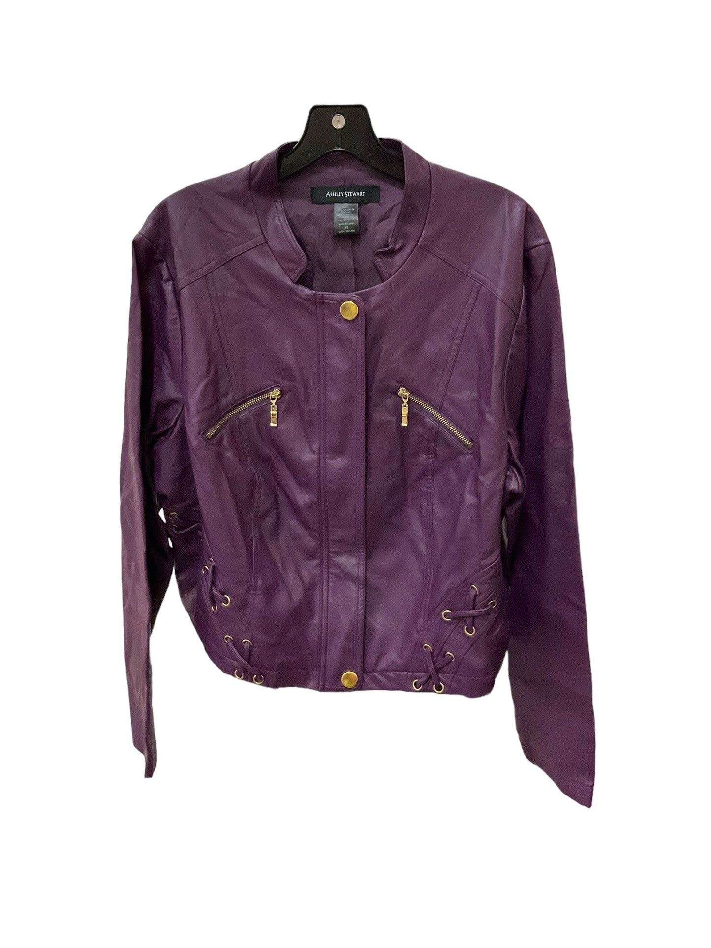 Jacket Moto By Ashley Stewart In Purple, Size: 18