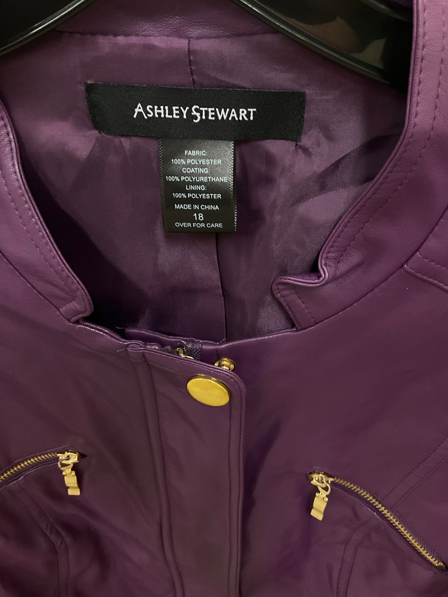 Jacket Moto By Ashley Stewart In Purple, Size: 18