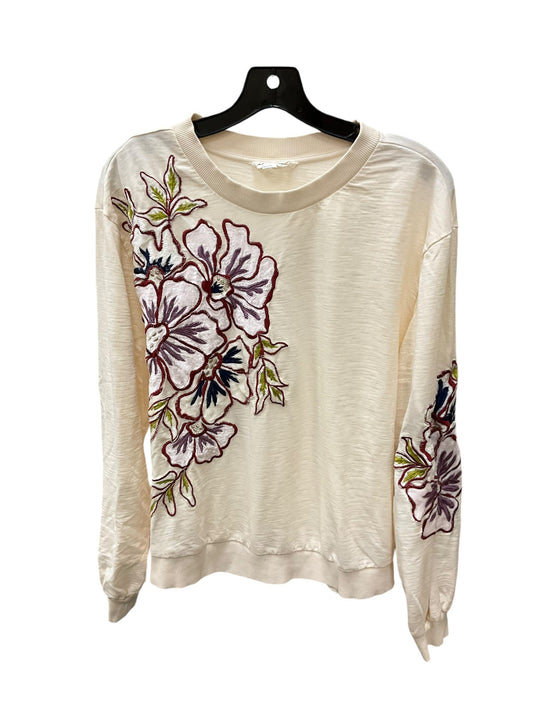 Top Long Sleeve By Anthropologie In Cream, Size: L