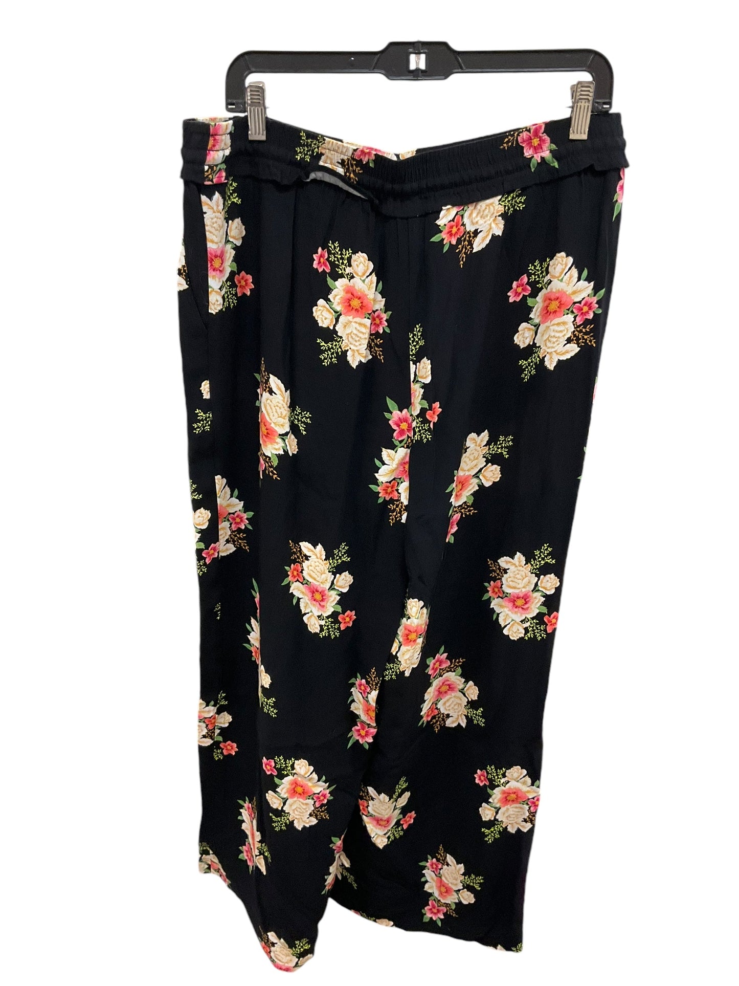 Pants Palazzo By Loft In Black Floral, Size: M