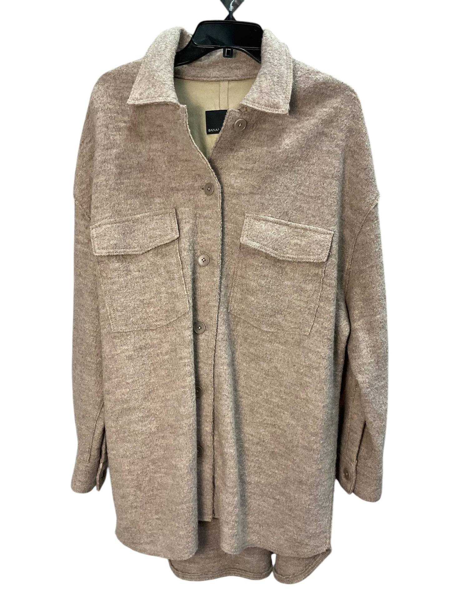 Jacket Shirt By Banana Republic In Beige, Size: L