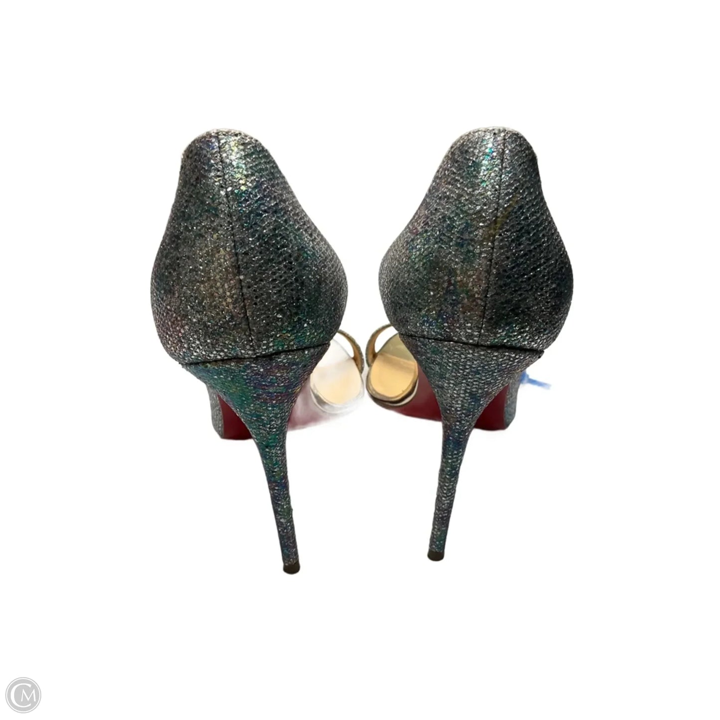 Shoes Luxury Designer By Christian Louboutin In Silver, Size: 10